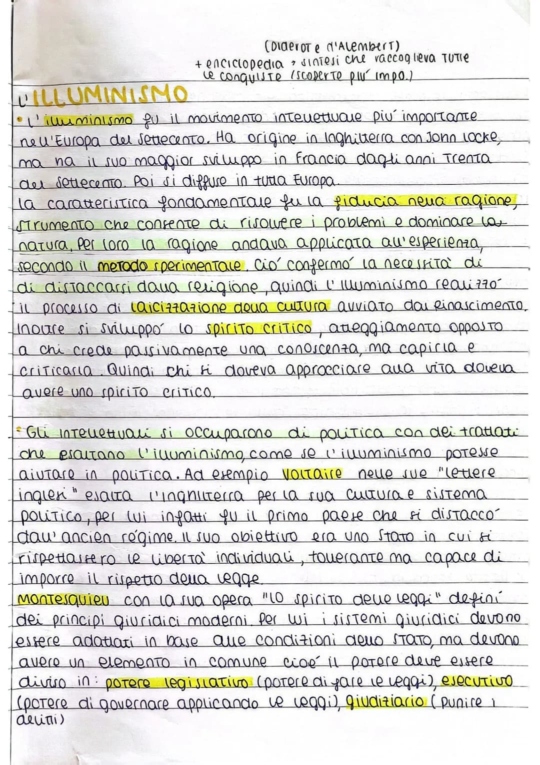 ILLUMINISMO

(Diderote d'Alembert)
+ enciclopedia dintesi che raccoglieva Tutie
Le conquiste (scoperte plú impo.)

*   L'illuminismo fu il m