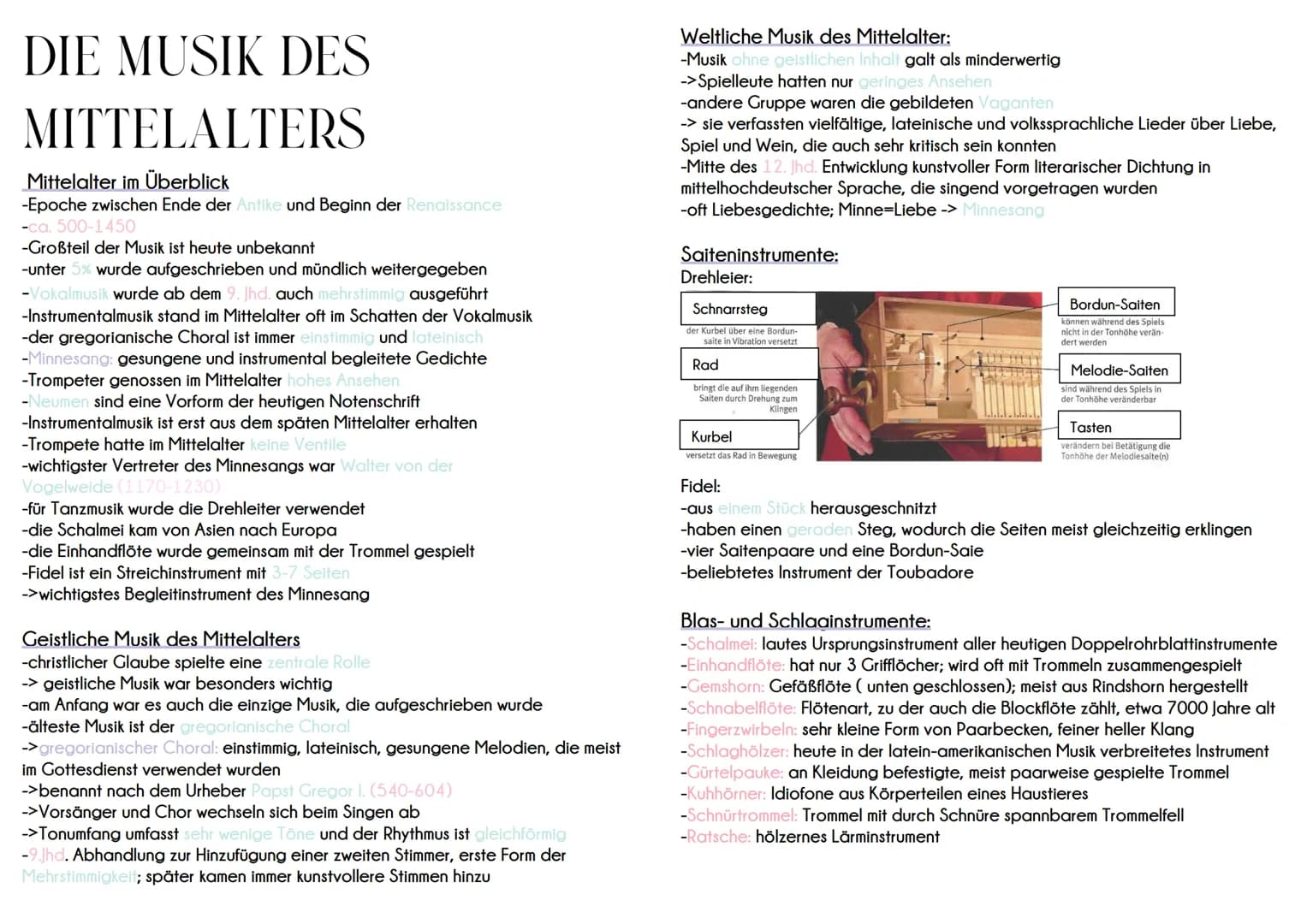 # DIE MUSIK DES
# MITTELALTERS

Mittelalter im Überblick
-Epoche zwischen Ende der Antike und Beginn der Renaissance
-ca. 500-1450
-Großteil