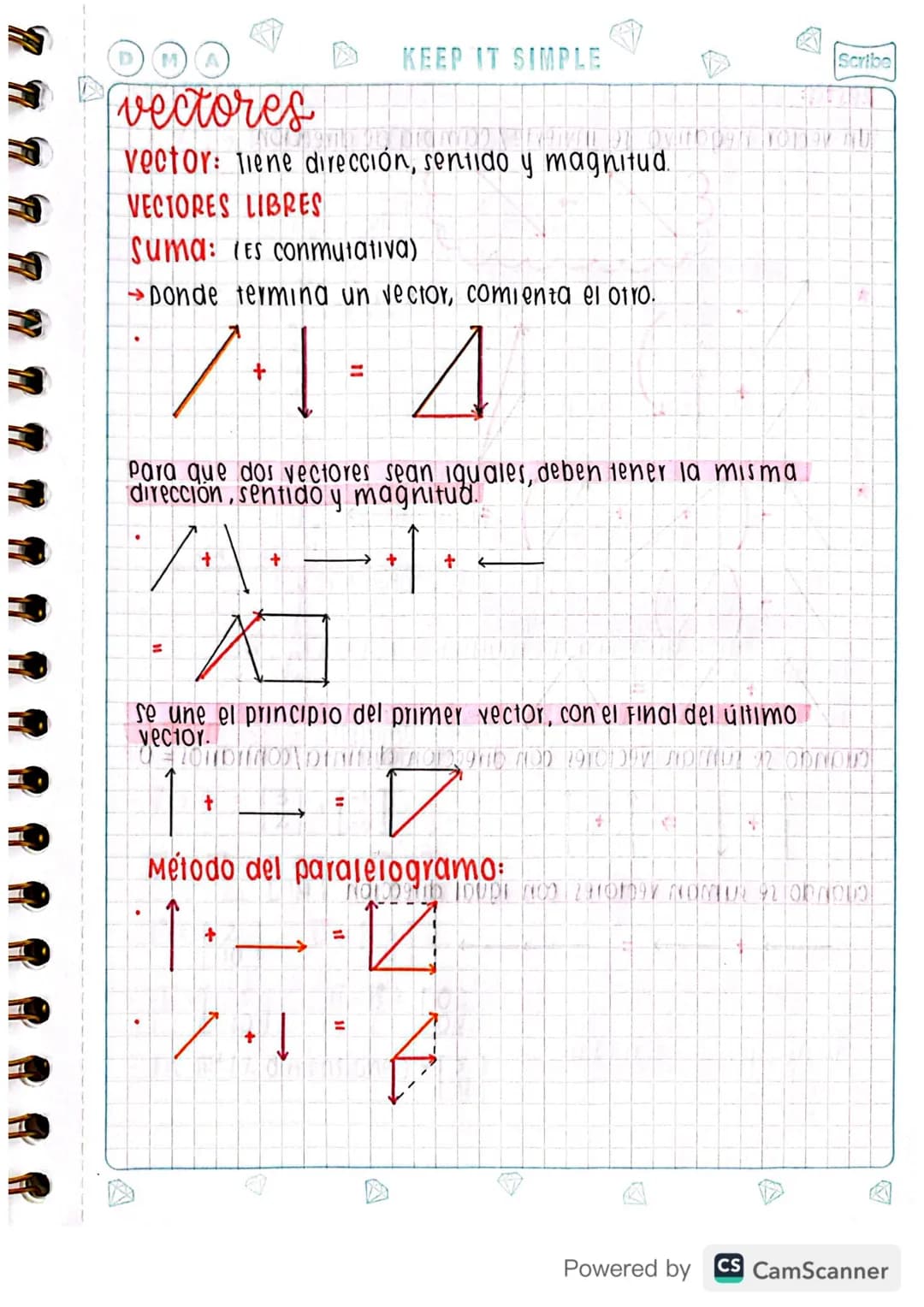 Scribe

STAY COOL

Resta:

Un vector negativo se invierte/cambia de dirección

(N)

/-(\)

+

=

=

←

cuando se suman vectores con direcció