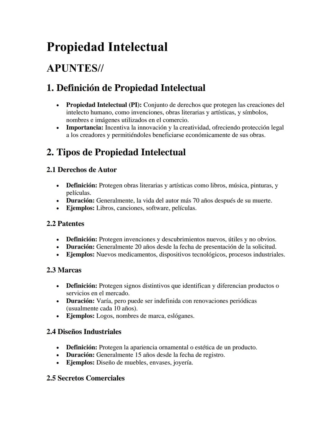 # Propiedad Intelectual

APUNTES//

1. Definición de Propiedad Intelectual

*   Propiedad Intelectual (PI): Conjunto de derechos que protege