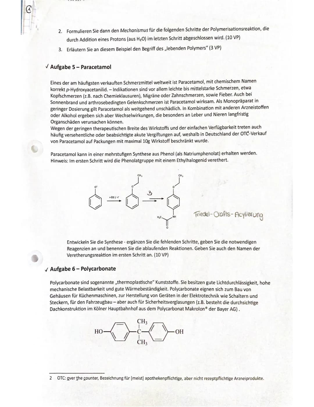 Leistungskurs Chemie
4. Kurshalbjahr
Klausur/12.2
Name:
erreichbare PZ: 60
Organische Chemie
Datum: 21. Mai 2021
erreichte PZ: 49
81,7%
Synt