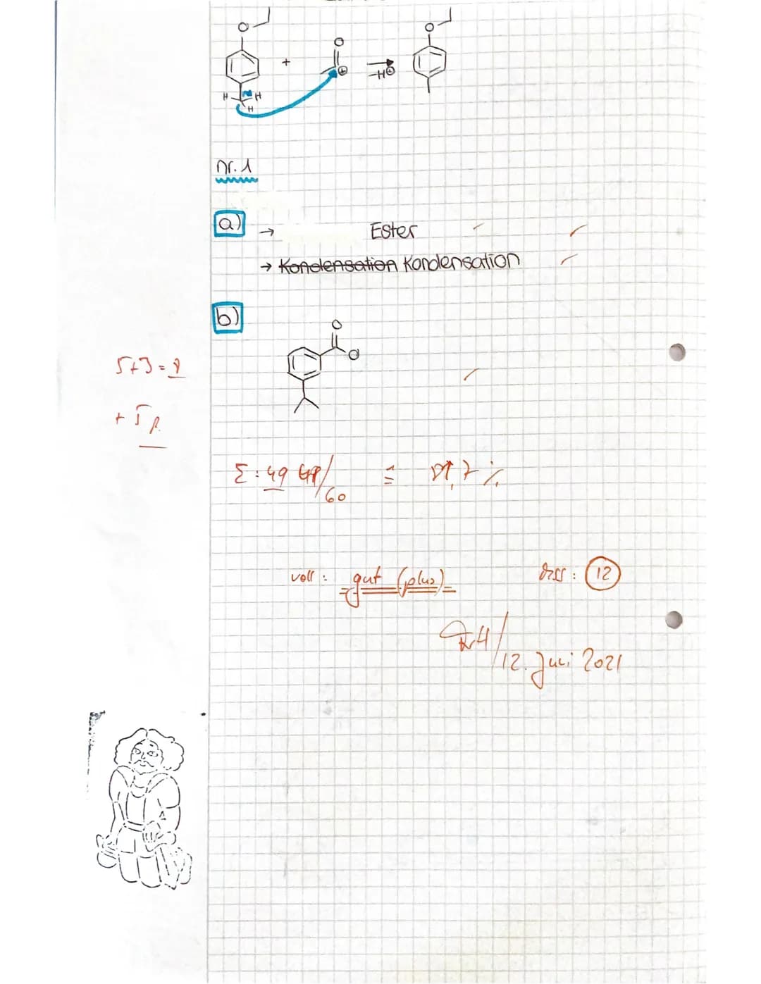 Leistungskurs Chemie
4. Kurshalbjahr
Klausur/12.2
Name:
erreichbare PZ: 60
Organische Chemie
Datum: 21. Mai 2021
erreichte PZ: 49
81,7%
Synt