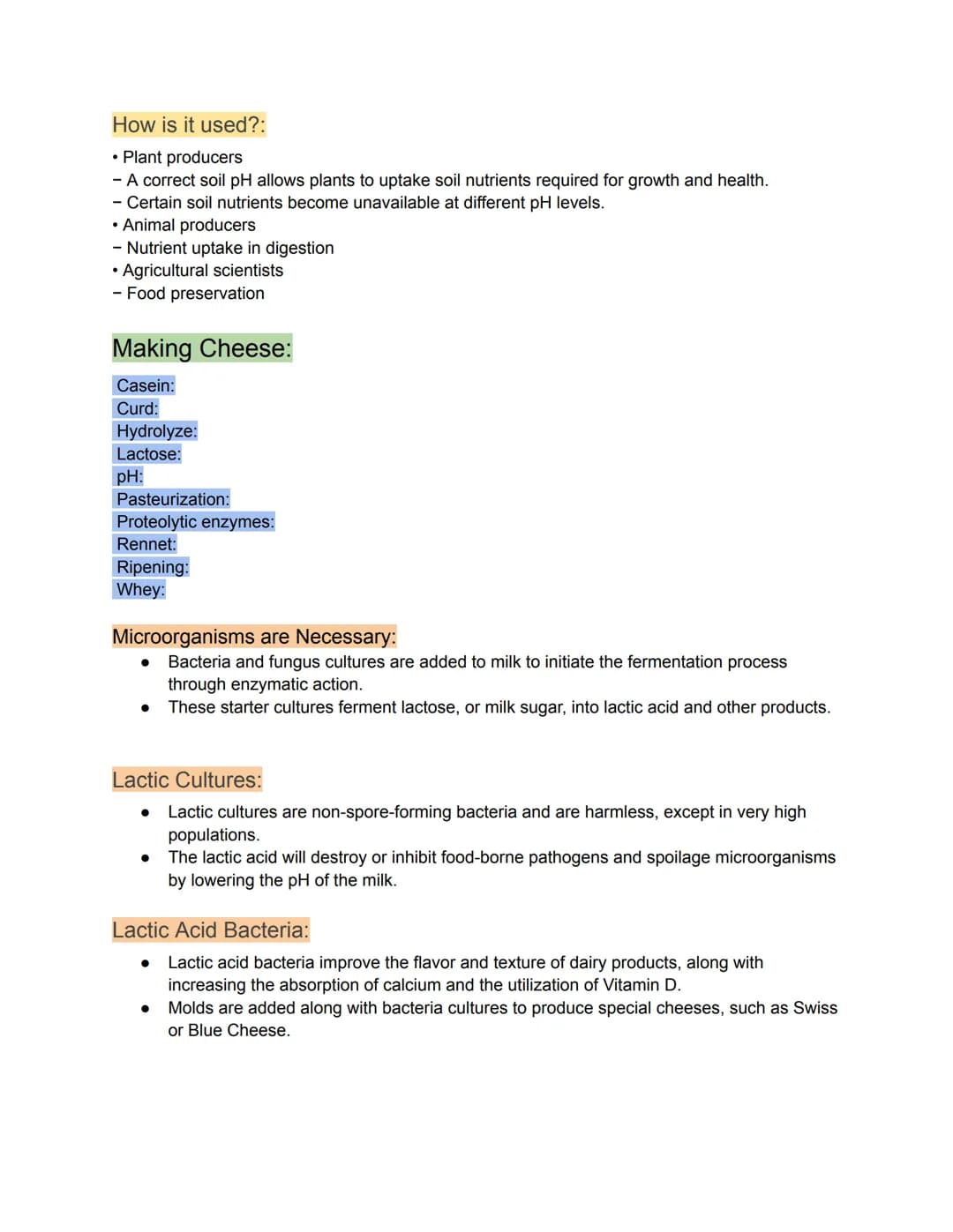 Agricultural Science Notes:

Key:

*   Subtitles
*   Secondary titles
*   Examples
*   Side notes
*   Definitions

Lab equipment:

Apron: cl