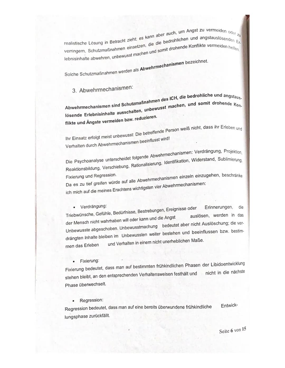 # Abitur

Die psychoanalytische Theorie - Zusammenfassung

1. Grundannahmen der Psychoanalytischen Theorie
2. Instanzenmodell
3. Abwehrmecha