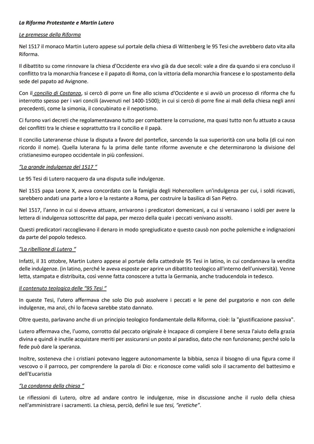 # La Riforma Protestante e Martin Lutero

Le premesse della Riforma

Nel 1517 il monaco Martin Lutero appese sul portale della chiesa di Wit