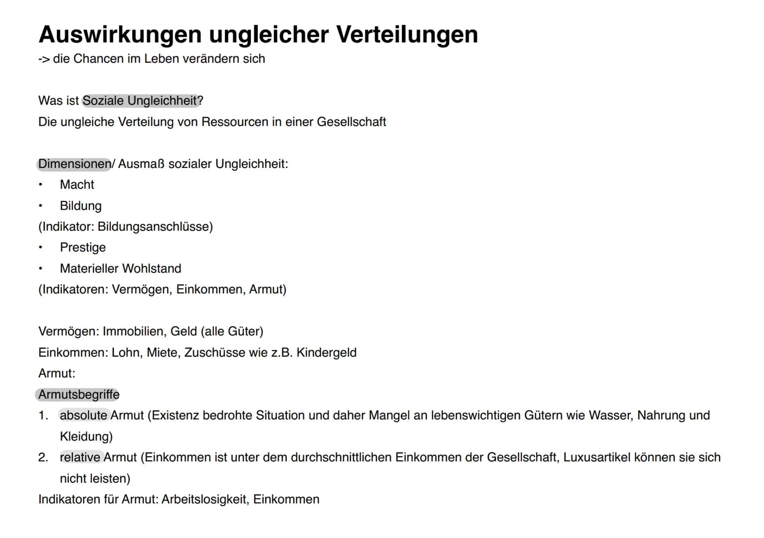 # Soziale Ungleichheit

Übersicht:
- Auswirkungen
- Dimensionen/ Indikatoren
- Lorenzkurve
- Sozialer Wandel
- Modelle
- Sozialstaat
- Gerec