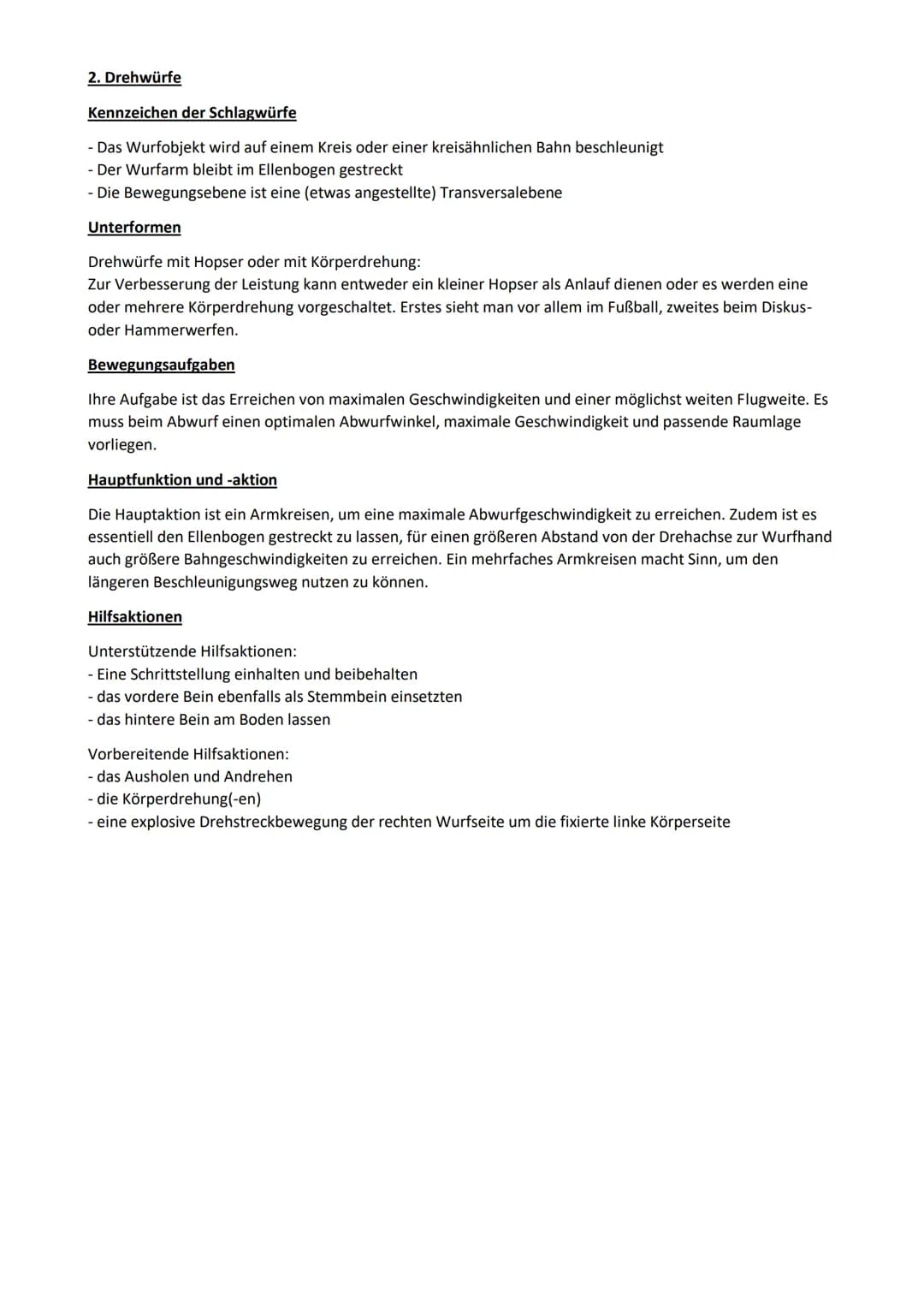 # Werfen

Fast alle Würfe im Sport können in 3 Grundformen unterteilt werden. Diese sind Schlagwürfe, Drehwürfe
und Druckwürfe. Dabei gibt e