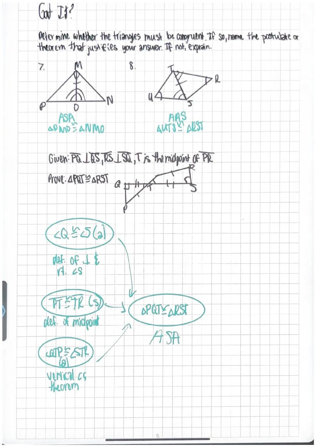 # 3.3 Triangle Congruence by ASA & AAS

Postulate 16- Angle-Side-Angle (ASA) Postulate

Postulate- If two angles and the included side of on