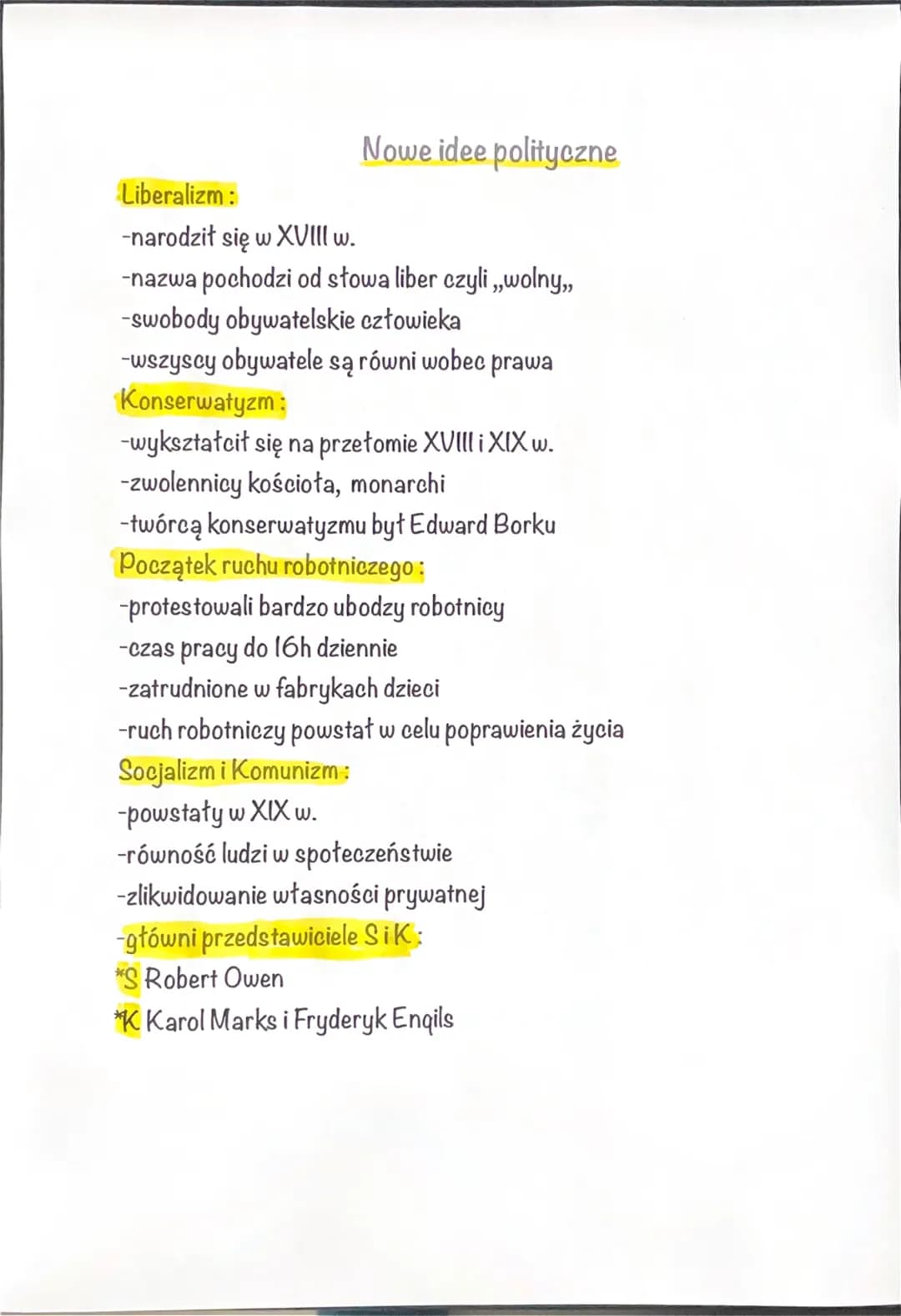 Nowe idee polityczne

Liberalizm:
-narodził się w XVIII w.
-nazwa pochodzi od słowa liber czyli,,wolny,,
-swobody obywatelskie człowieka
-ws