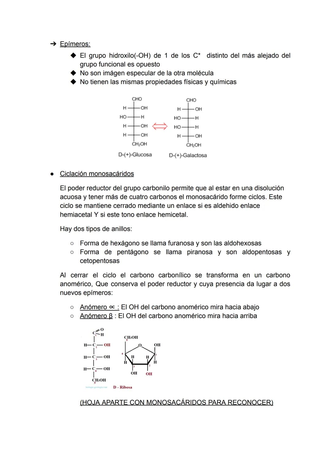 # TEMA 2 GLÚCIDOS

*   C, H, O -> (CH2O)n
*   Polihidroxialdehído o Polihidroxicetona

Monosacáridos

*   Características de los monosacárid