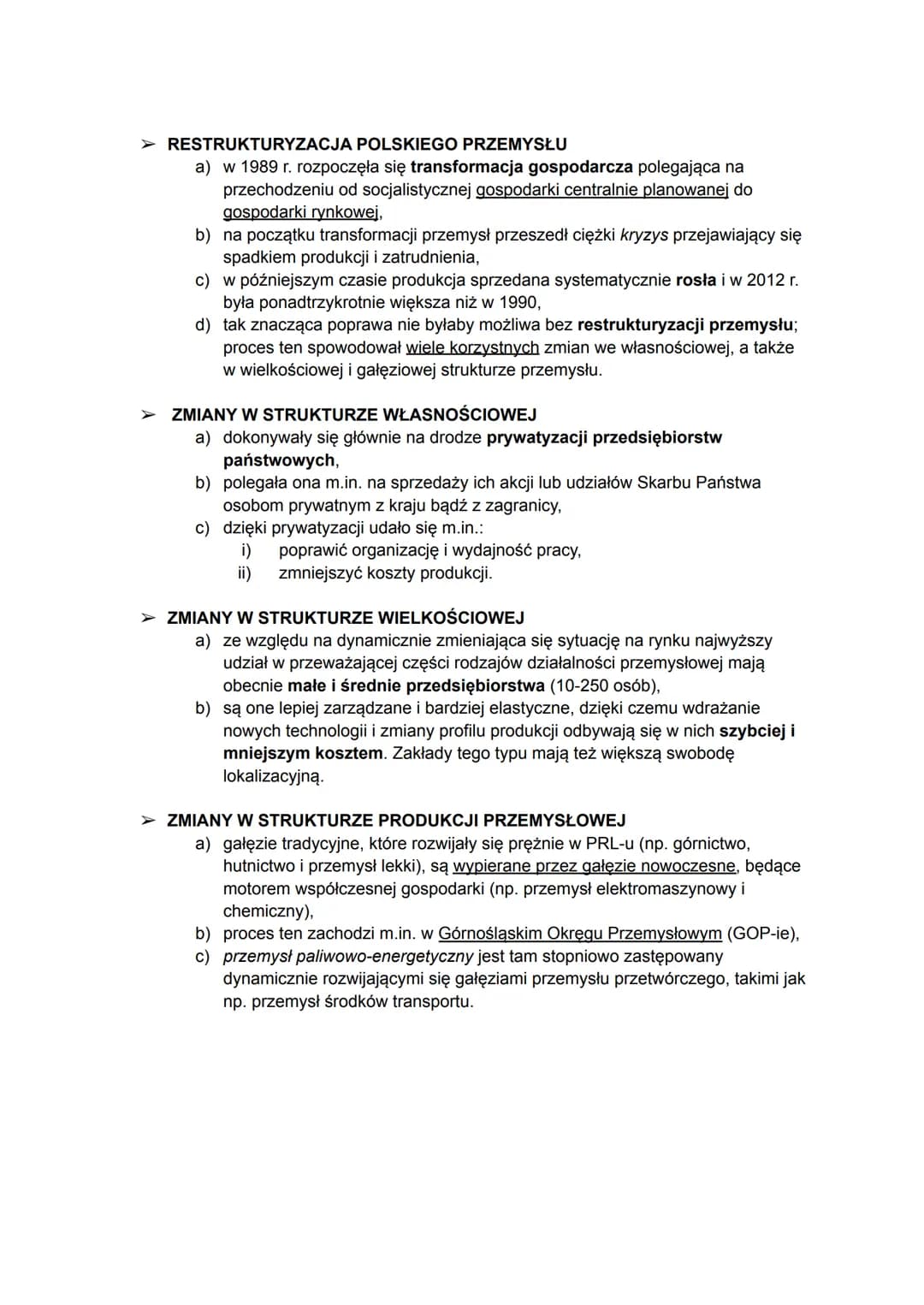 # SYTUACJA POLSKIEGO PRZEMYSŁU

➤ O poziomie rozwoju przemysłu w Polsce zadecydowały czynniki przyrodnicze
(głównie występowanie surowców) o