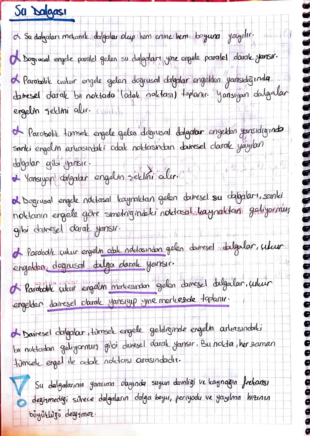 # Dalgalar

Titreşim: İki nokta arasında gidip gelen cisimlerin hareketine titreşim denir.

Dalga: Titreşim hareketi sonucunda esnek bir ort
