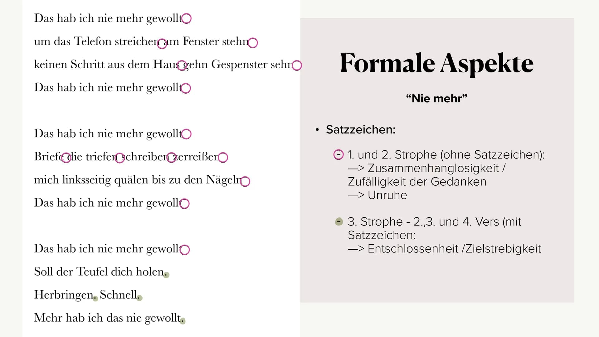 # Gedichtinterpretation

von dem Liebesgedicht “Nie mehr”

Von Anna Schepmann # Gliederung

*   Gedicht
*   Allgemeines
*   Formale Aspekte
