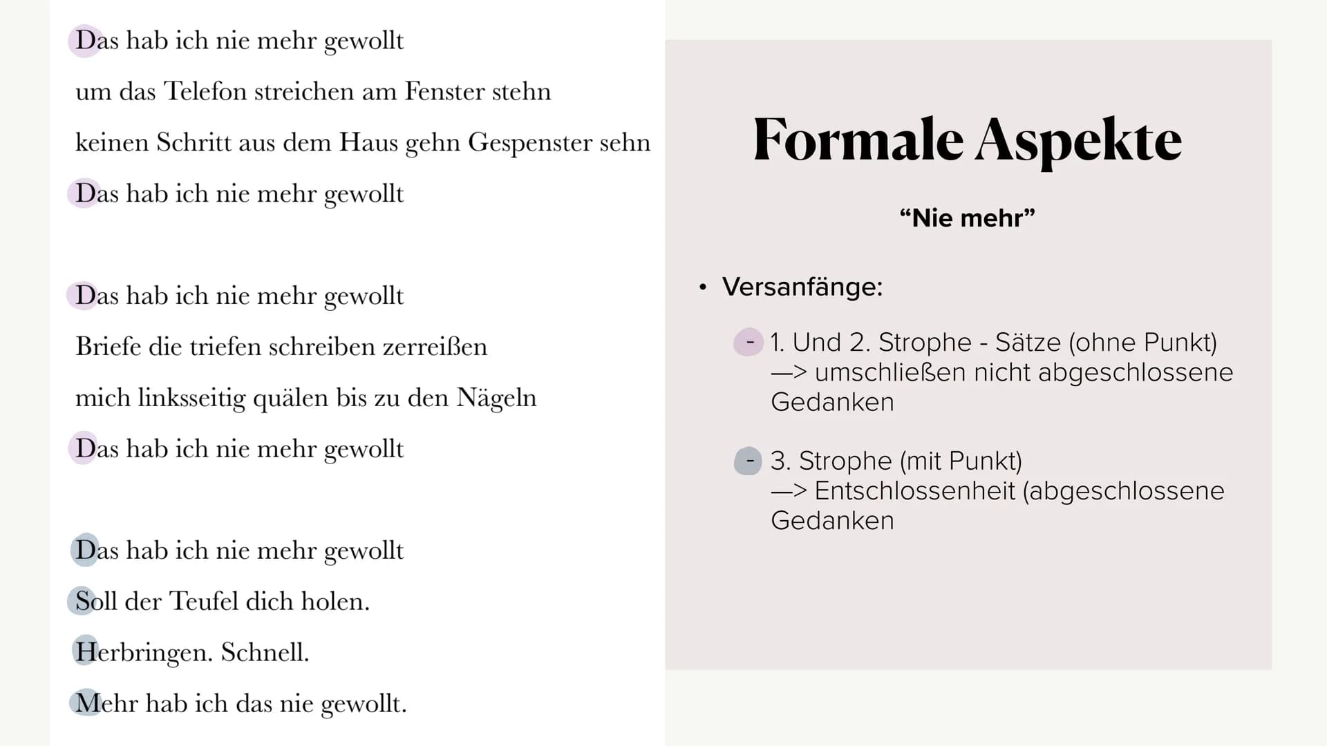 # Gedichtinterpretation

von dem Liebesgedicht “Nie mehr”

Von Anna Schepmann # Gliederung

*   Gedicht
*   Allgemeines
*   Formale Aspekte
