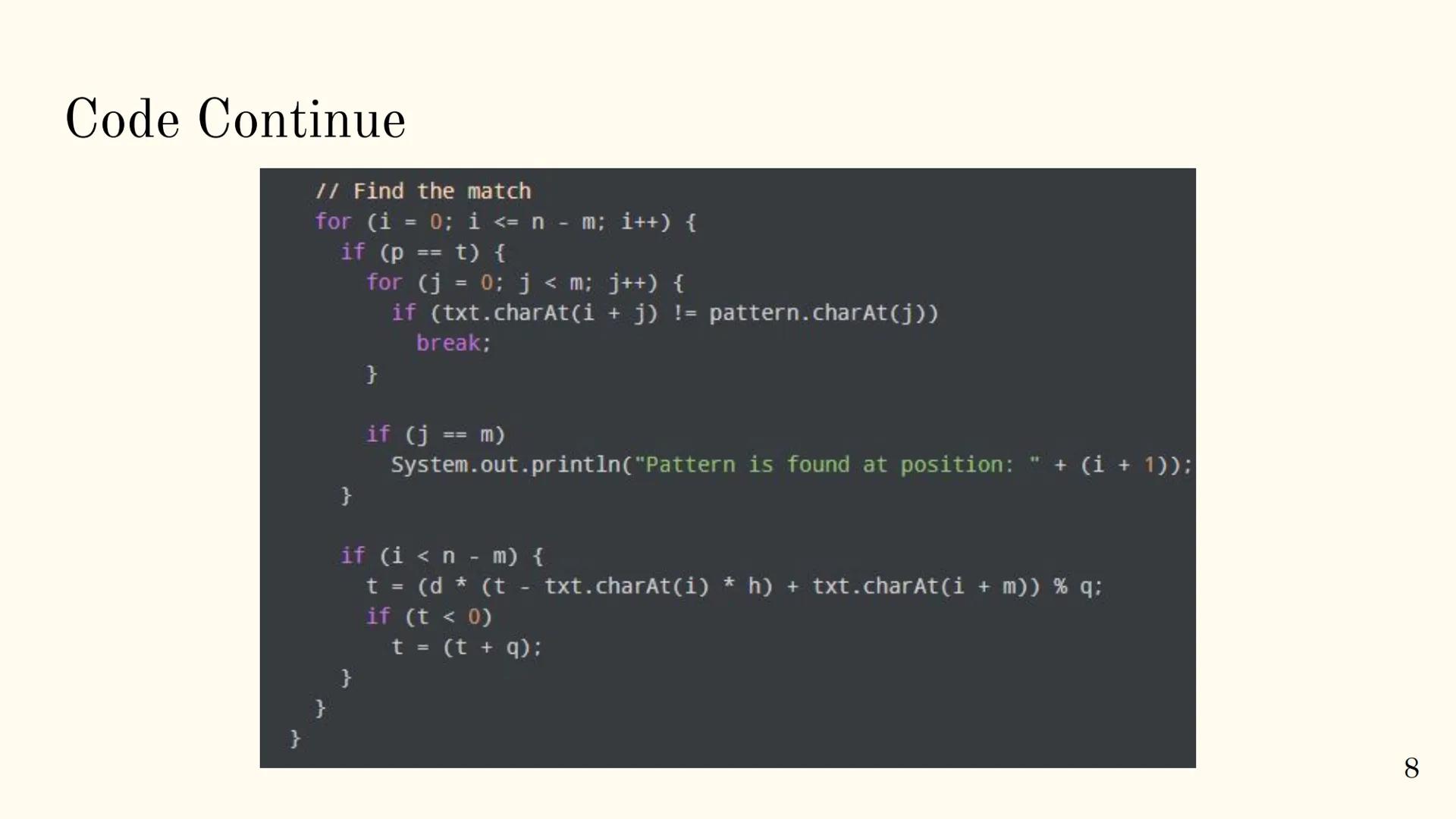 # Rabin Karp Algorithm

1 # Overview

• The Rabin-Karp algorithm is a string matching algorithm used to find patterns
within a text using a 