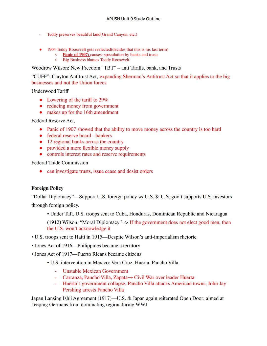 h
GROUP 1
APUSH Unit 9 Study Outline
Progressive Movement:
- change/fix problems of the gilded age
- improve the evils of the gilded age

S 