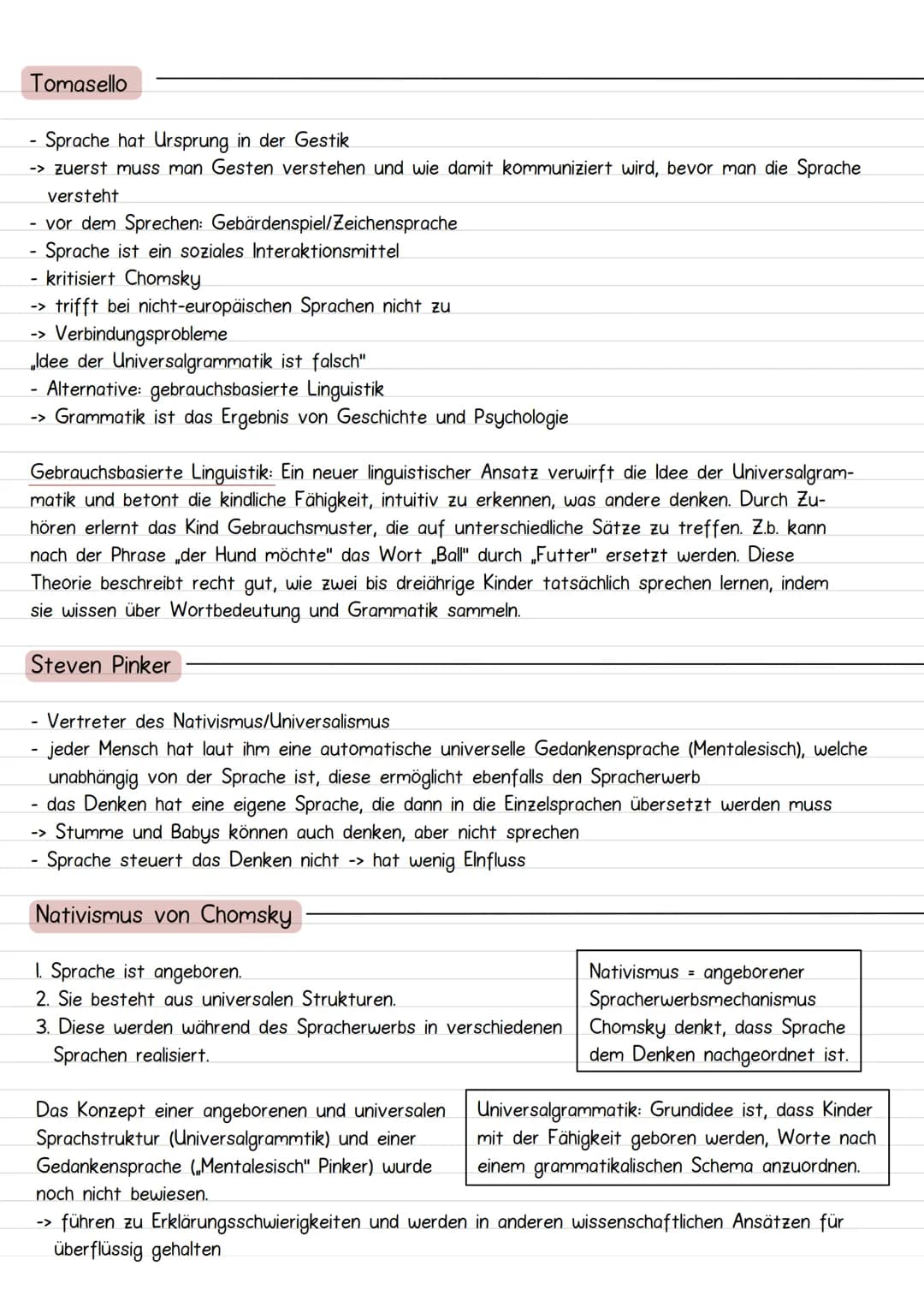 # Sprachursprung

Interaktionismus
Spracherwerb ist das Ergebnis einer Interaktion zwischen kindlichen Entwicklungsprozessen und Ein-
flüsse