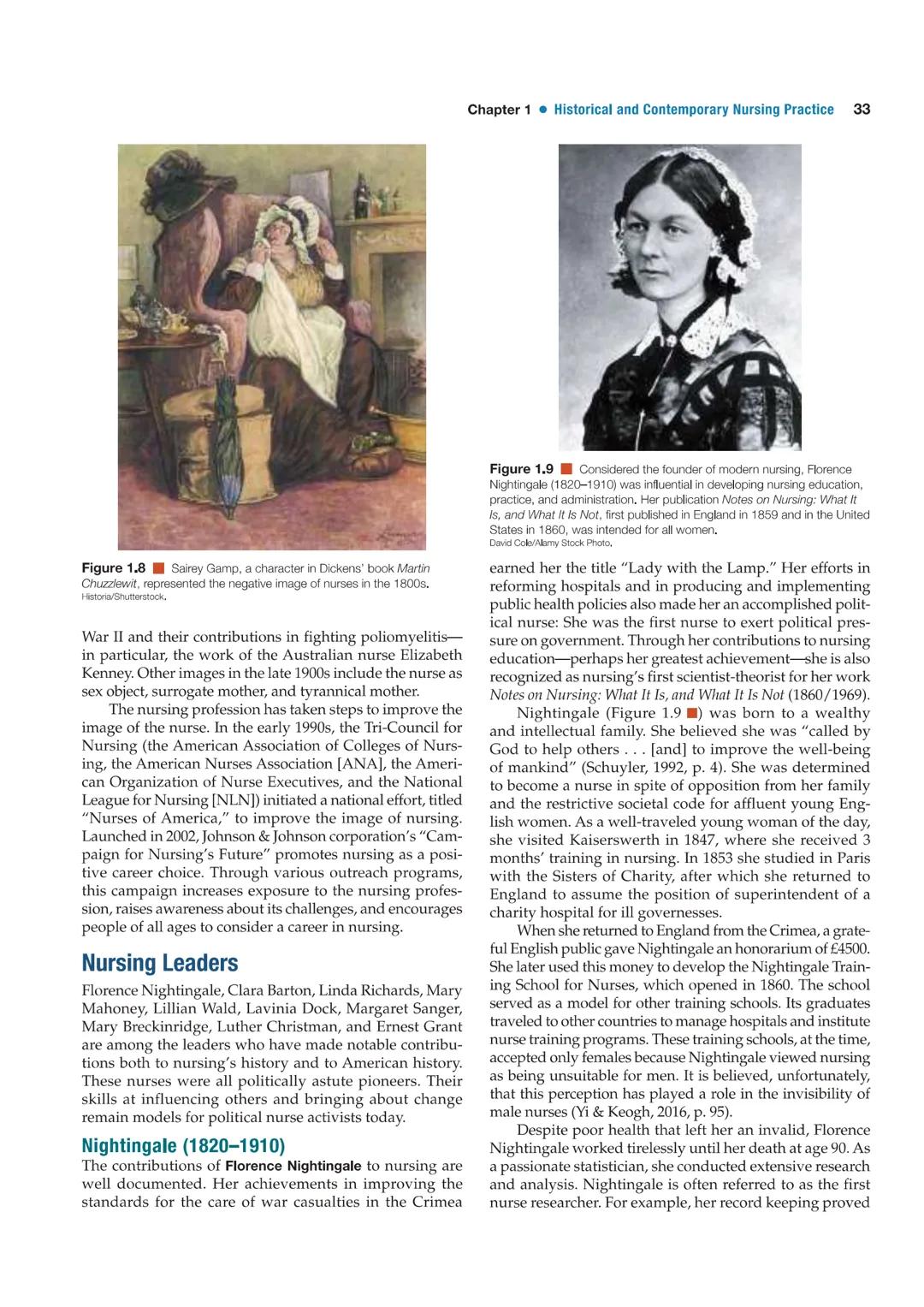 # Chapter 1  Historical and Contemporary Nursing Practice 33

## Figure 1.8
Sairey Gamp, a character in Dickens' book *Martin Chuzzlewit*, r