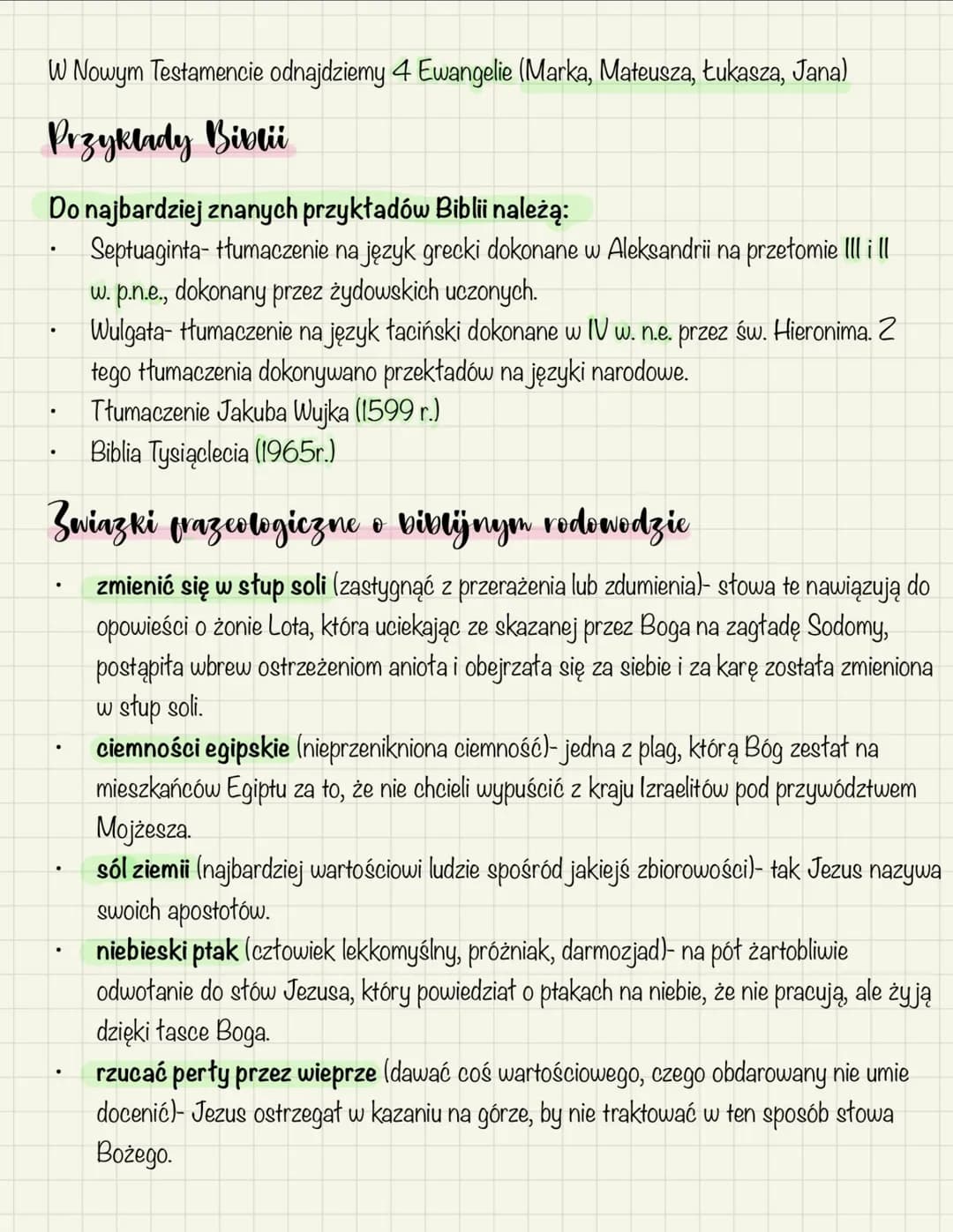 # Biblia

## Geneza nazwy

Nazwa Biblia pochodzi od greckiego słowa Biblos- łodyga papirusu, rozwój papirusu.
Poszczególne księgi kształtowa