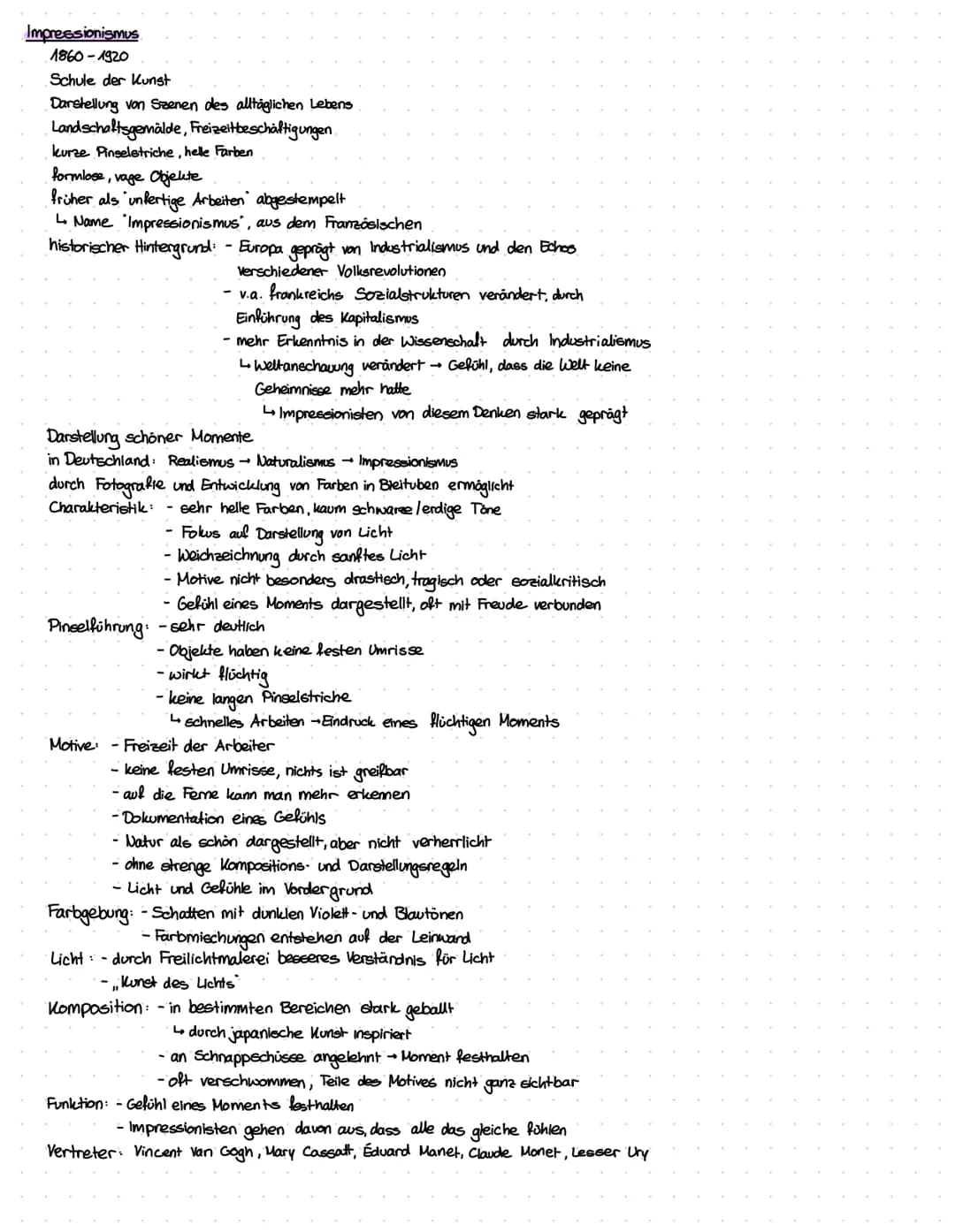 Impressionismus
1860-1920

Schule der Kunst

Darstellung von Szenen des alltäglichen Lebens

Landschaftsgemälde, Freizeitbeschäftigungen

ku