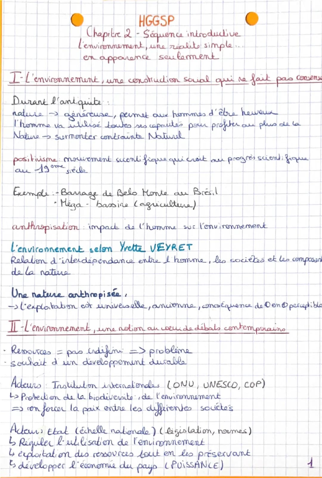 HGGSP
Chapitre 2 - Séquence introductive
L'environnement, une realite simple
en apparence seulement
I-L'environnement, une construction sova
