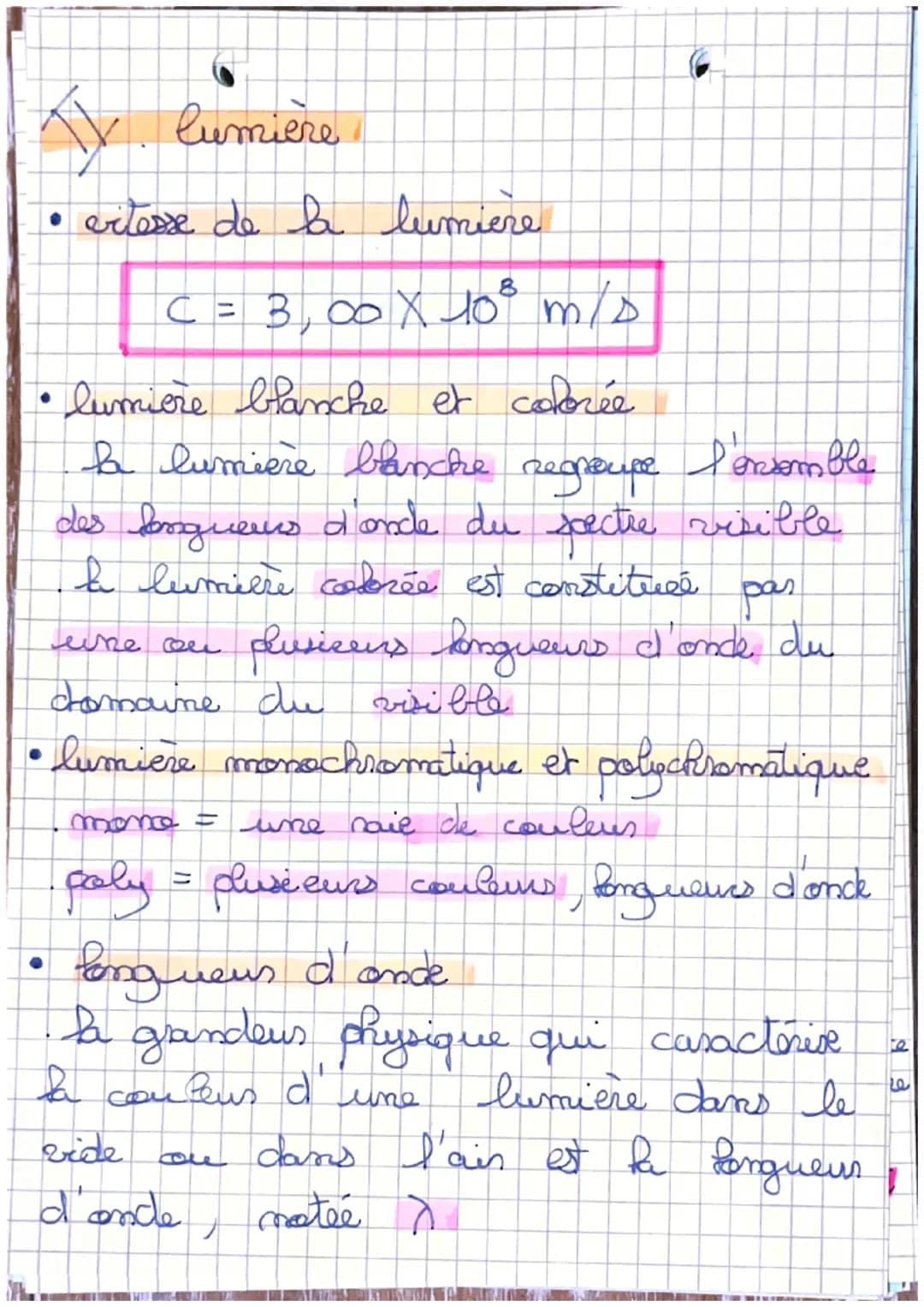 # PHYSIQUE

Ý. Spectres d'émission

• spectre continu

il est constitiée d'une infinité de Pongueves
des et s'
d'ondes, s'étend d'une nuance