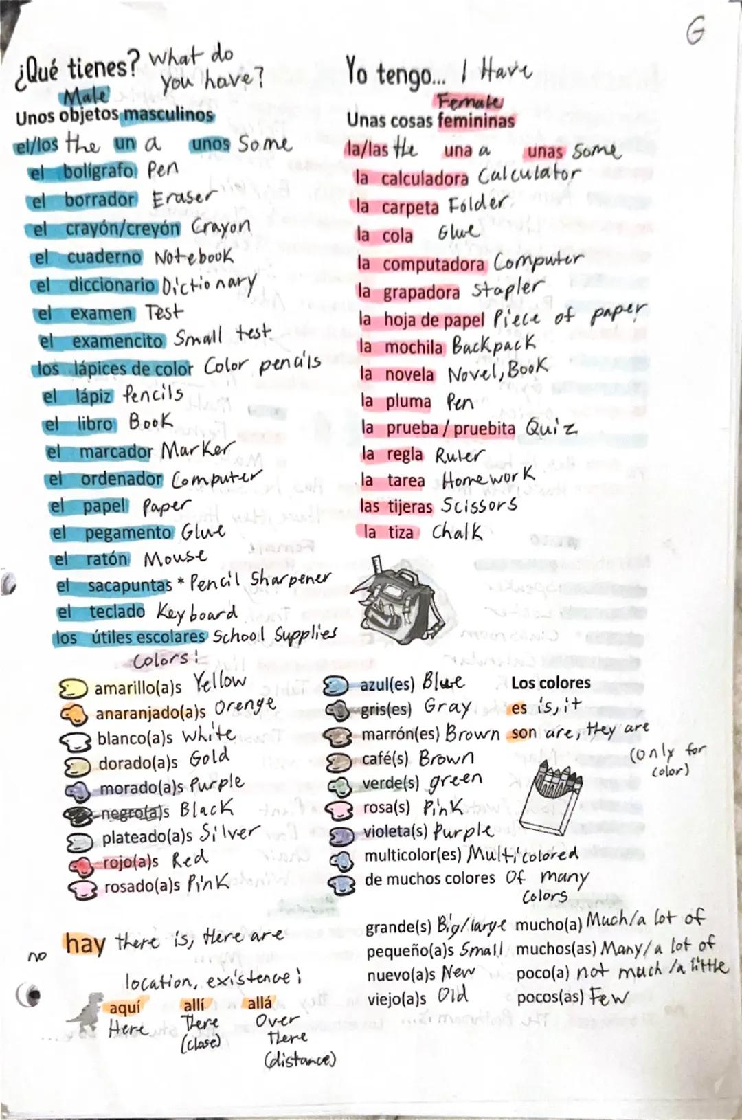 ¿Qué tienes? What do
Male
You have?
Unos objetos masculinos
el/los the un a unos Some
el bolígrafo Pen
el borrador Eraser
el crayón/creyón C