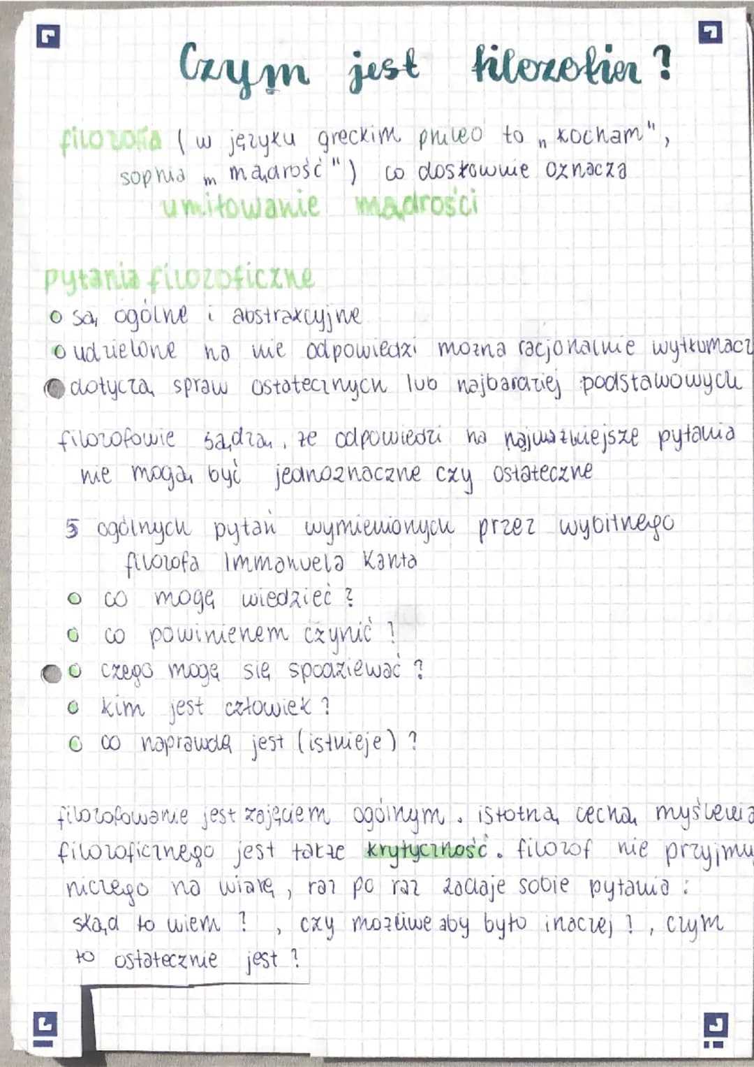 # Czym jest filozotion?

filozofa (w języku greckim priveo ton kocham",
sophia m mądrość") co dostowie oznacza
umitowanie madrości

## pytan