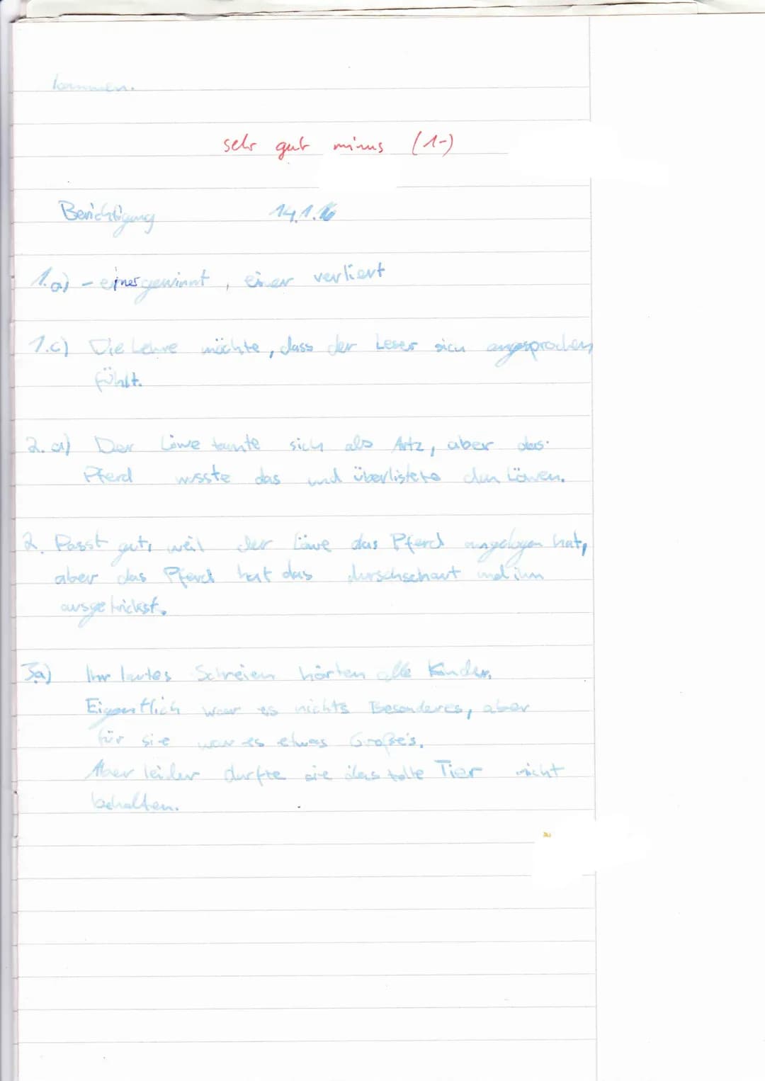 3. Deutschourbeit

11.1.11

1)-Mur Tiere

-Tiere verhalten sich wie Menschen

- cirur Gavinnt einer Verliert

(1.5) Überschrift

Ausgangssit