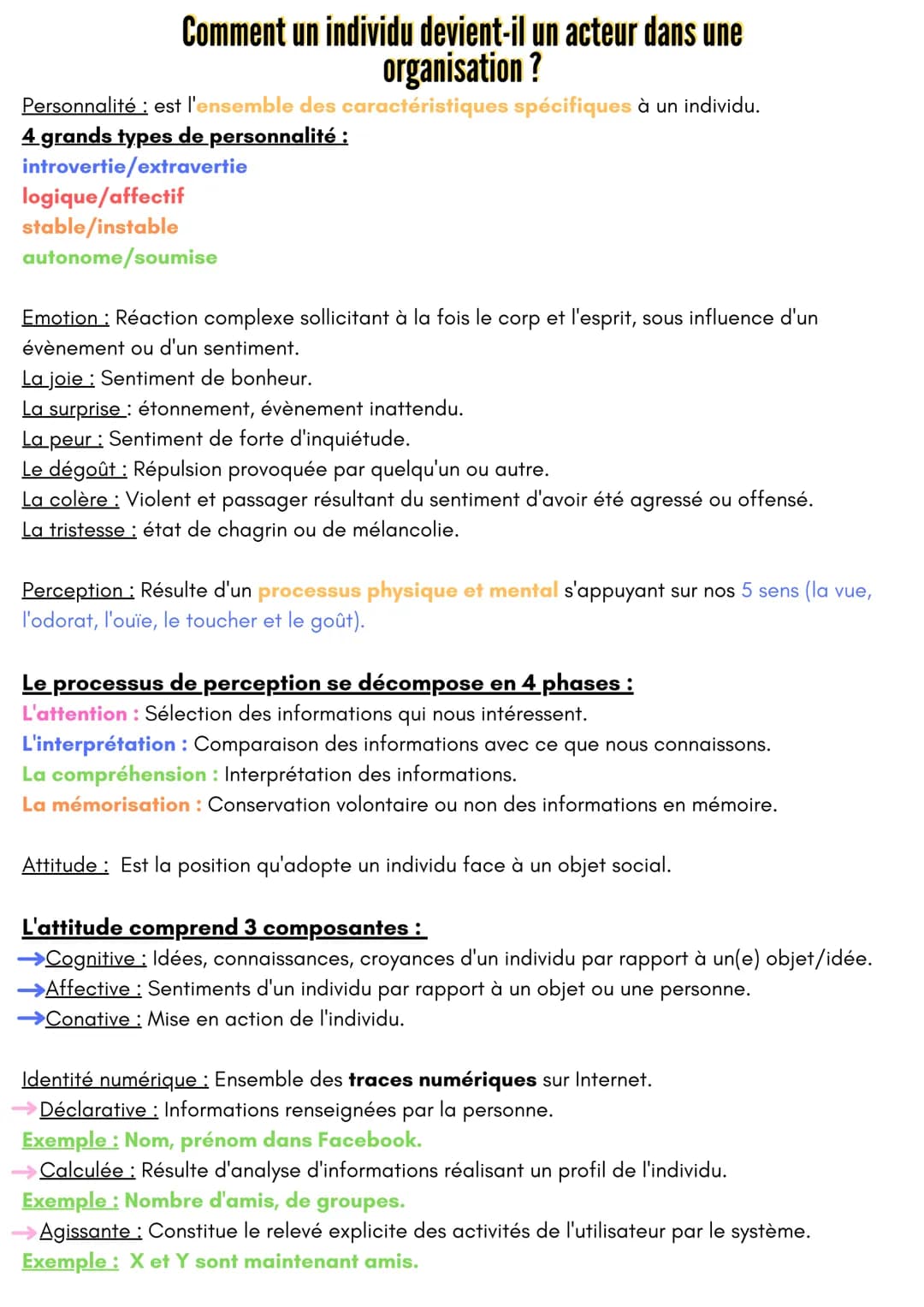 # Comment un individu devient-il un acteur dans une
organisation?

Personnalité: est l'ensemble des caractéristiques spécifiques à un indivi