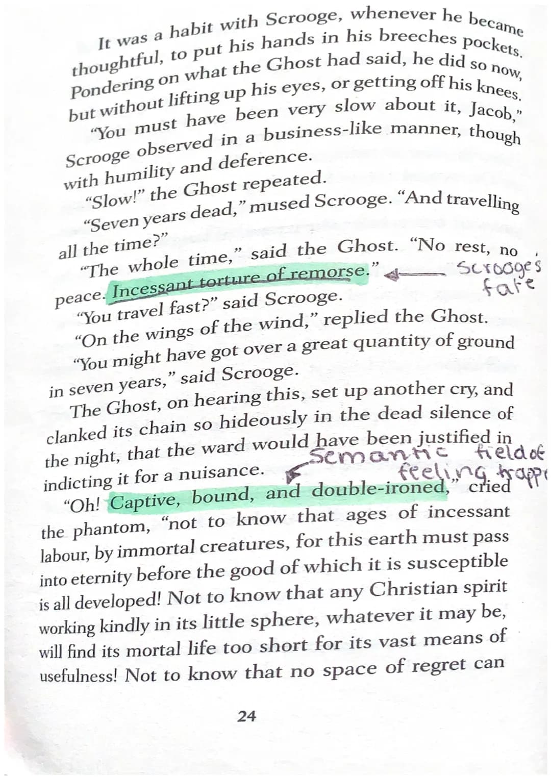 STAVE ONE

Marley's Ghost
foreshadowing
Marley's refurn
Marley was dead, to begin with. There is no doubt
whatever about that. The register 