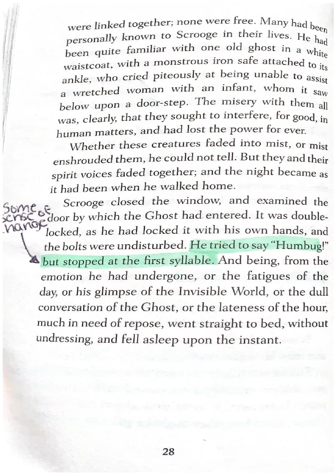 STAVE ONE

Marley's Ghost
foreshadowing
Marley's refurn
Marley was dead, to begin with. There is no doubt
whatever about that. The register 