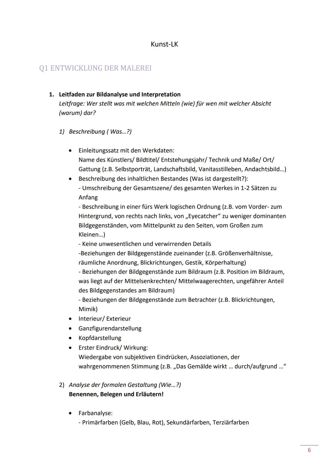 Kunst-LK

Inhaltsverzeichnis
Schwerpunktthemen

Q1 Entwicklung der Malerei

1. Leitfaden Bildanalyse
2. Leitfaden Grafik
3. Überblick über d