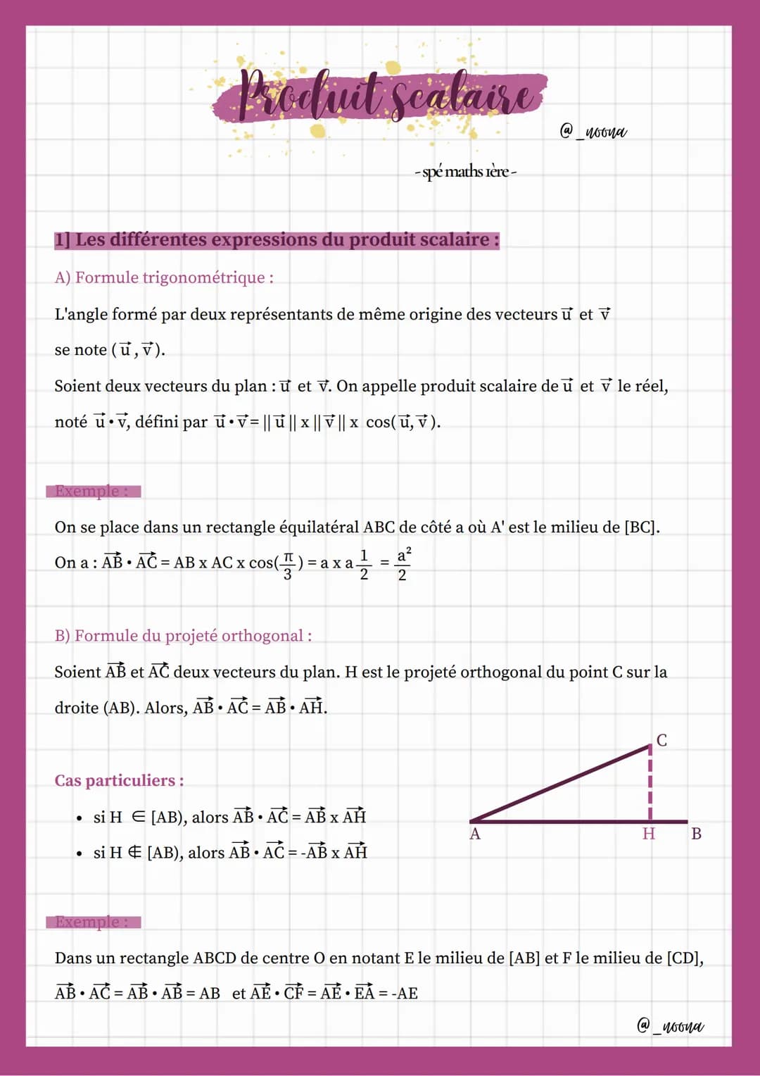 # Produit Scalaire

@_noona

- spé maths rère-

1] Les différentes expressions du produit scalaire :

A) Formule trigonométrique:

L'angle f