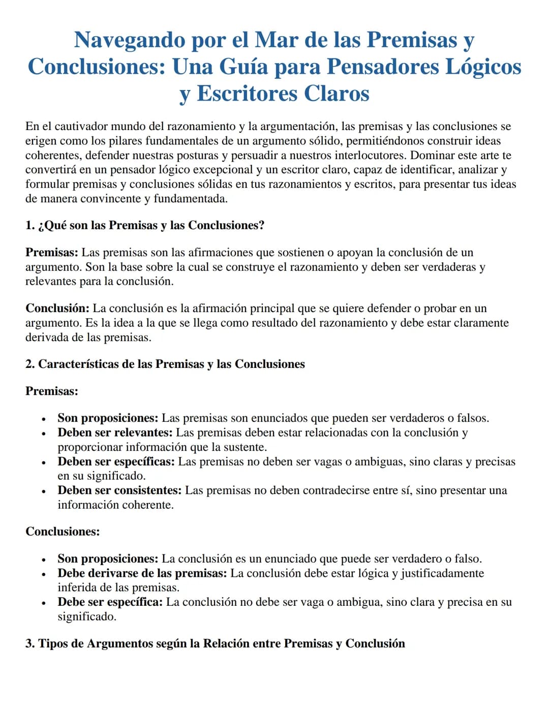# Navegando por el Mar de las Premisas y
# Conclusiones: Una Guía para Pensadores Lógicos
# y Escritores Claros

En el cautivador mundo del 