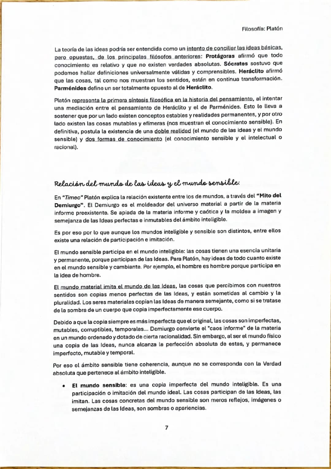 Filosofía: Platón

# Platón

## Contexto histórico y filosófico

Las guerras médicas, iniciadas en 499 a.C., unieron a los griegos contra lo