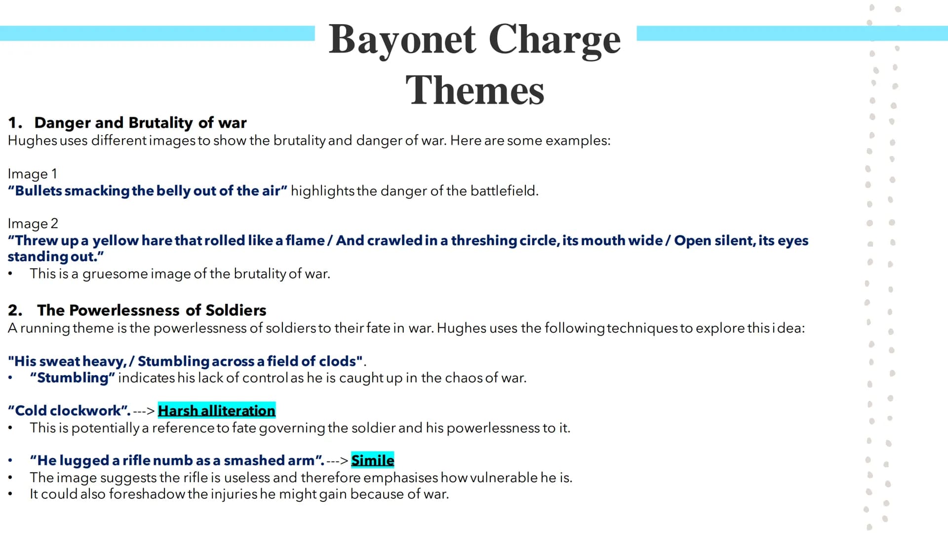 # Bayonet Charge
Poetry GCSEs # Bayonet Charge

Bayonet Charge describes the thoughts and actions of a WW1 soldier as he charges towards the