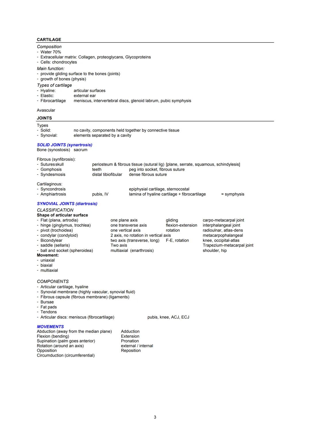 Universidad
de Navarra
ANATOMY I
BONES & JOINTS
2016-2017

10. INTRODUCTION TO THE BONES AND JOINTS. .......................................