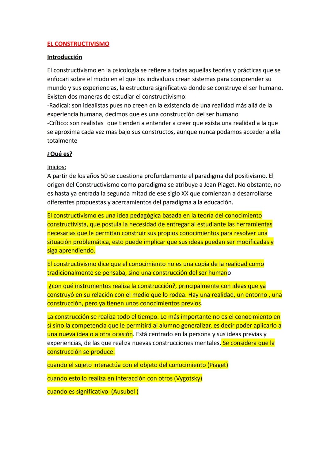 # EL CONSTRUCTIVISMO

Introducción

El constructivismo en la psicología se refiere a todas aquellas teorías y prácticas que se
enfocan sobre