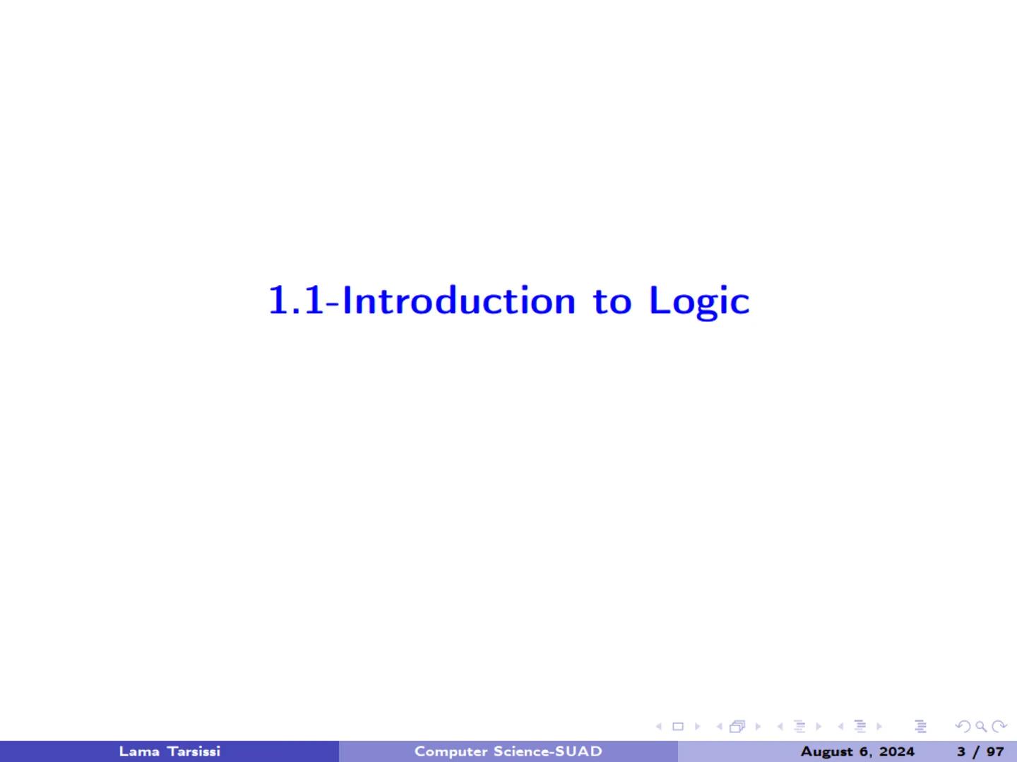 # 1.1-Introduction to Logic # Introduction

A discrete mathematics course has more than one purpose. Introduction
A discrete mathematics cou