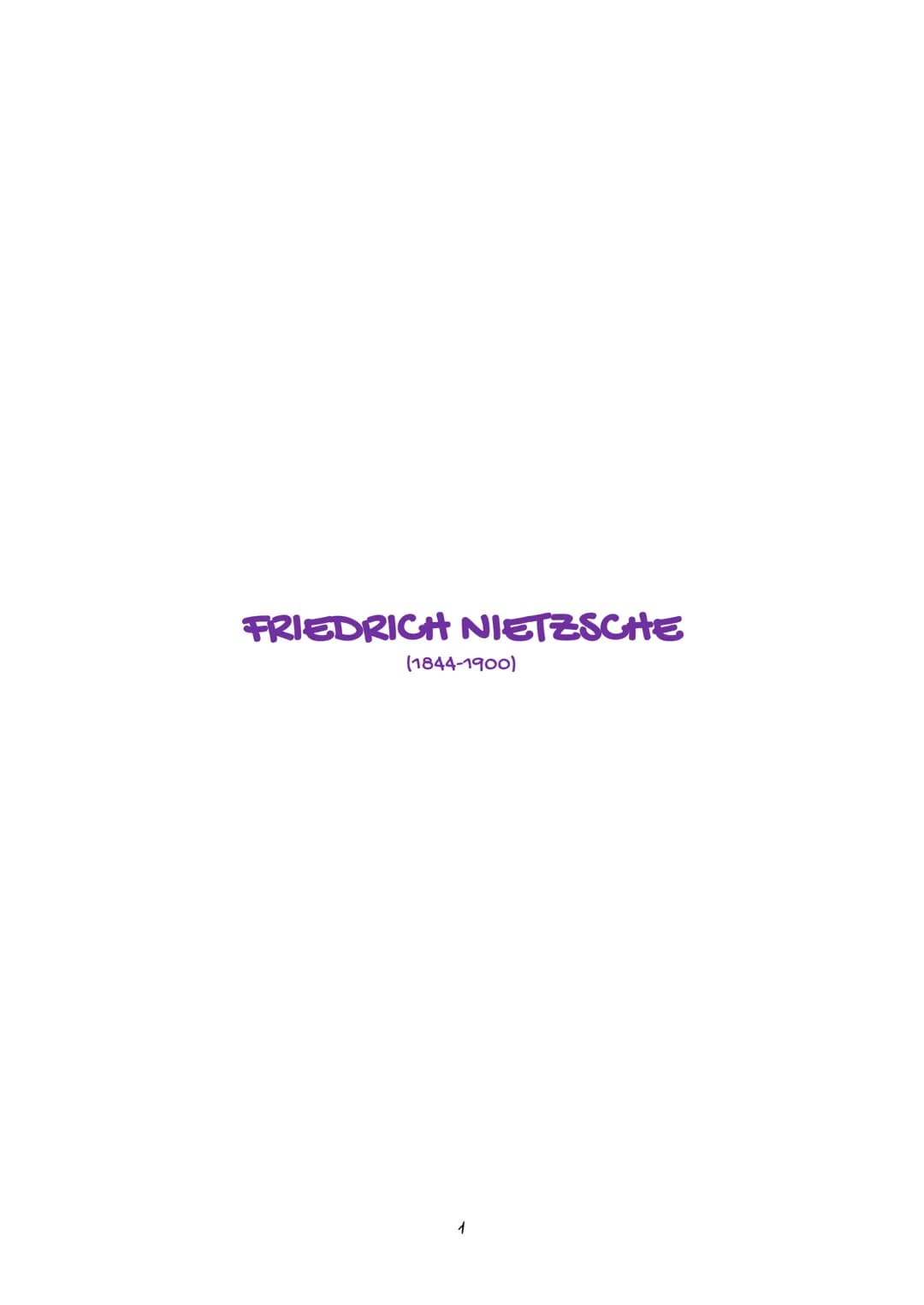 # FRIEDRICH NIETZSCHE
(1844-1900) NIETZSCHE
Friedrich Nietzsche nacque il 15 ottobre 1844 a Röcken. Suo padre era un pastore protestante, ma