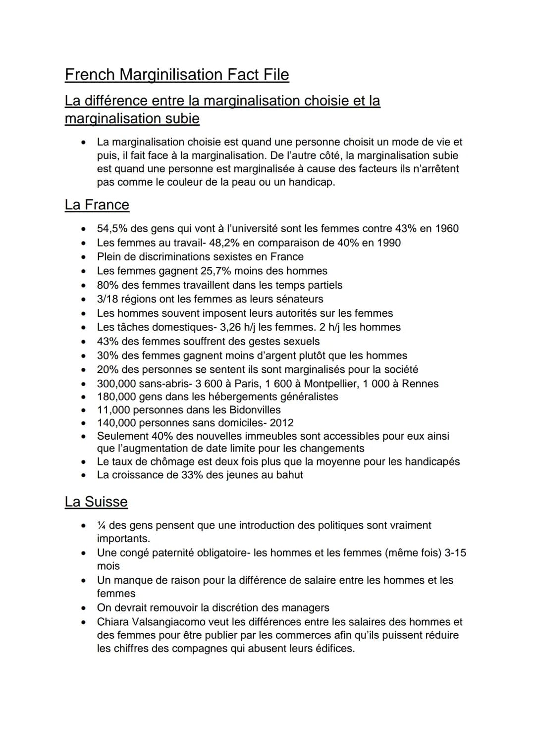# French Marginilisation Fact File

La différence entre la marginalisation choisie et la
marginalisation subie

- La marginalisation choisie