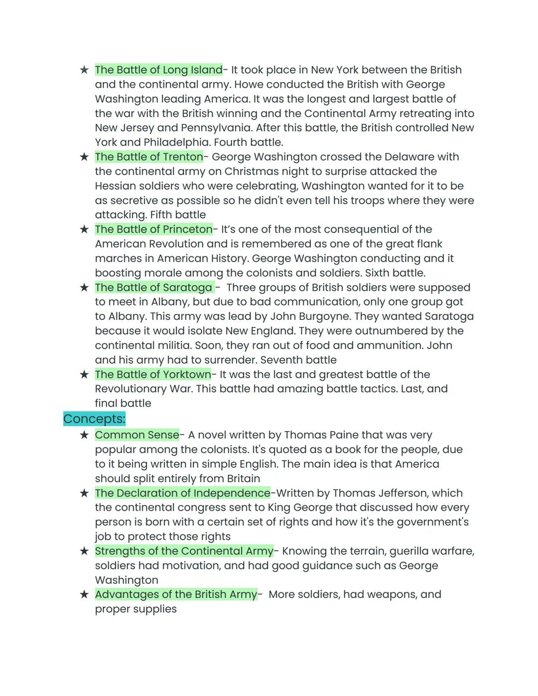 # American Revolution Study Guide

People:

★ Paul Revere- He warned the citizens of Lexington that the British were
coming to Concord

★ Be