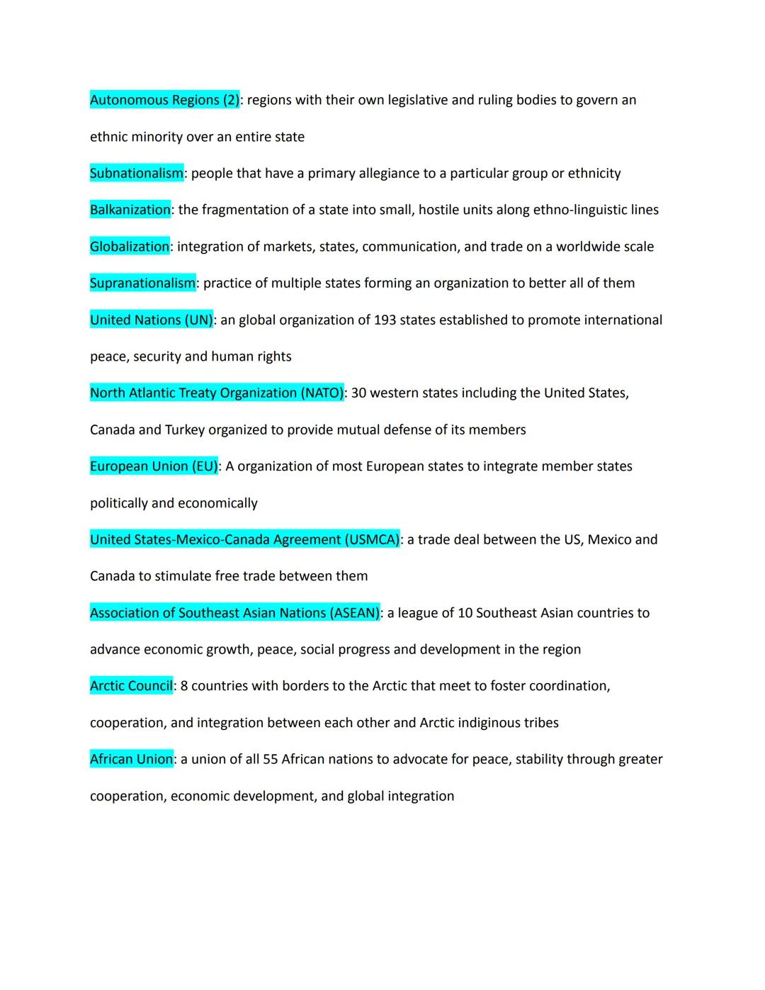 AP Human Geography- Unit 4: Political Patterns & Processes
Vocabulary

Chapter 8- Political Power and Processes

4.1- Intro to Political Geo