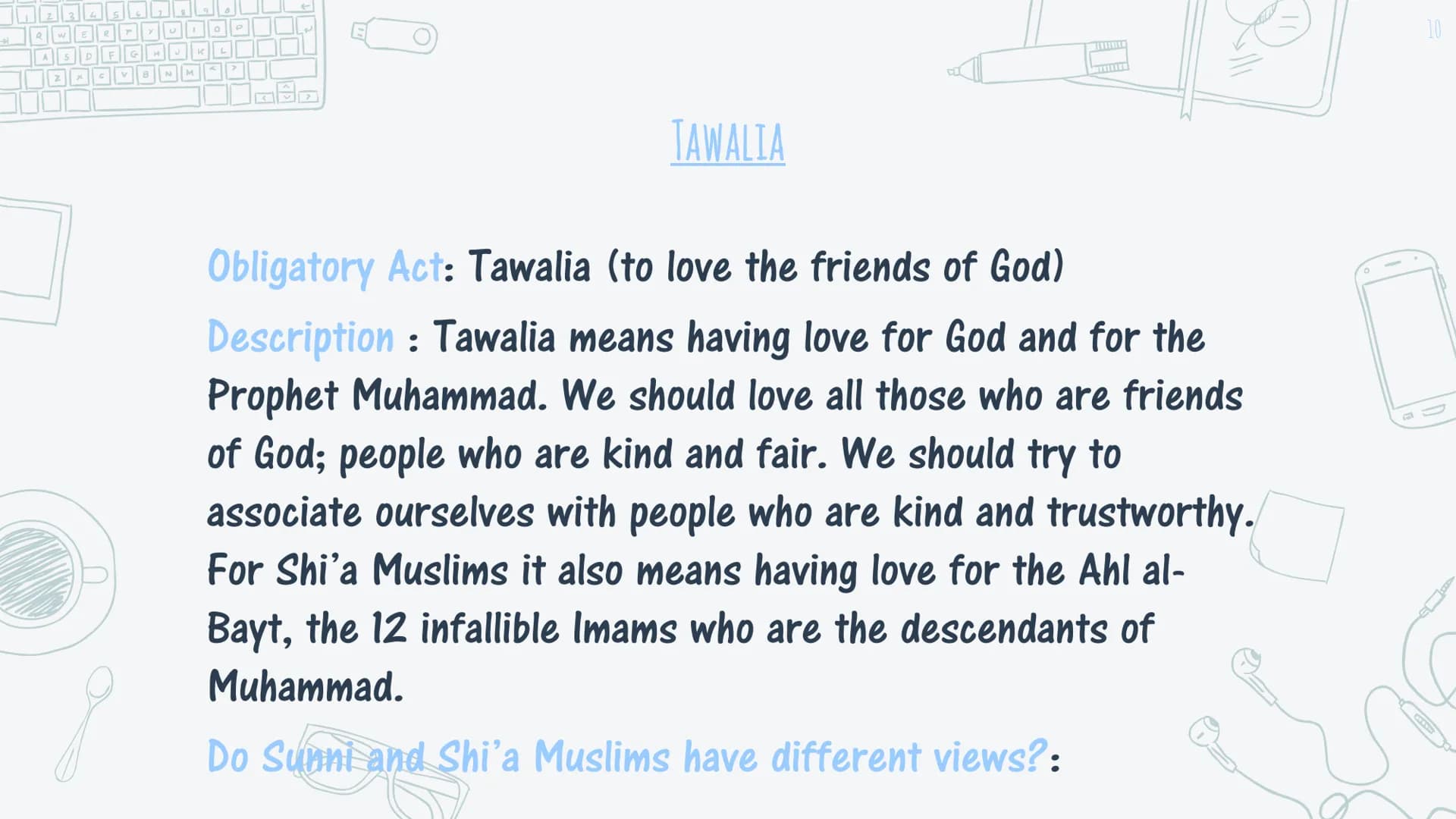 # THE 10 OBLIGATORY ACTS OF
# SHIA ISLAM 23456
QWERTYUIO
P

Obligatory Act: Salah

SALAH

Description: There are 5 daily prayers, where Musl