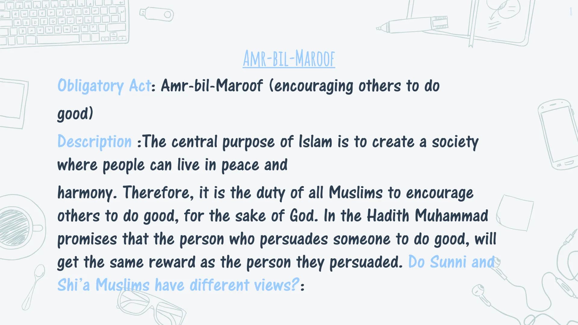 # THE 10 OBLIGATORY ACTS OF
# SHIA ISLAM 23456
QWERTYUIO
P

Obligatory Act: Salah

SALAH

Description: There are 5 daily prayers, where Musl