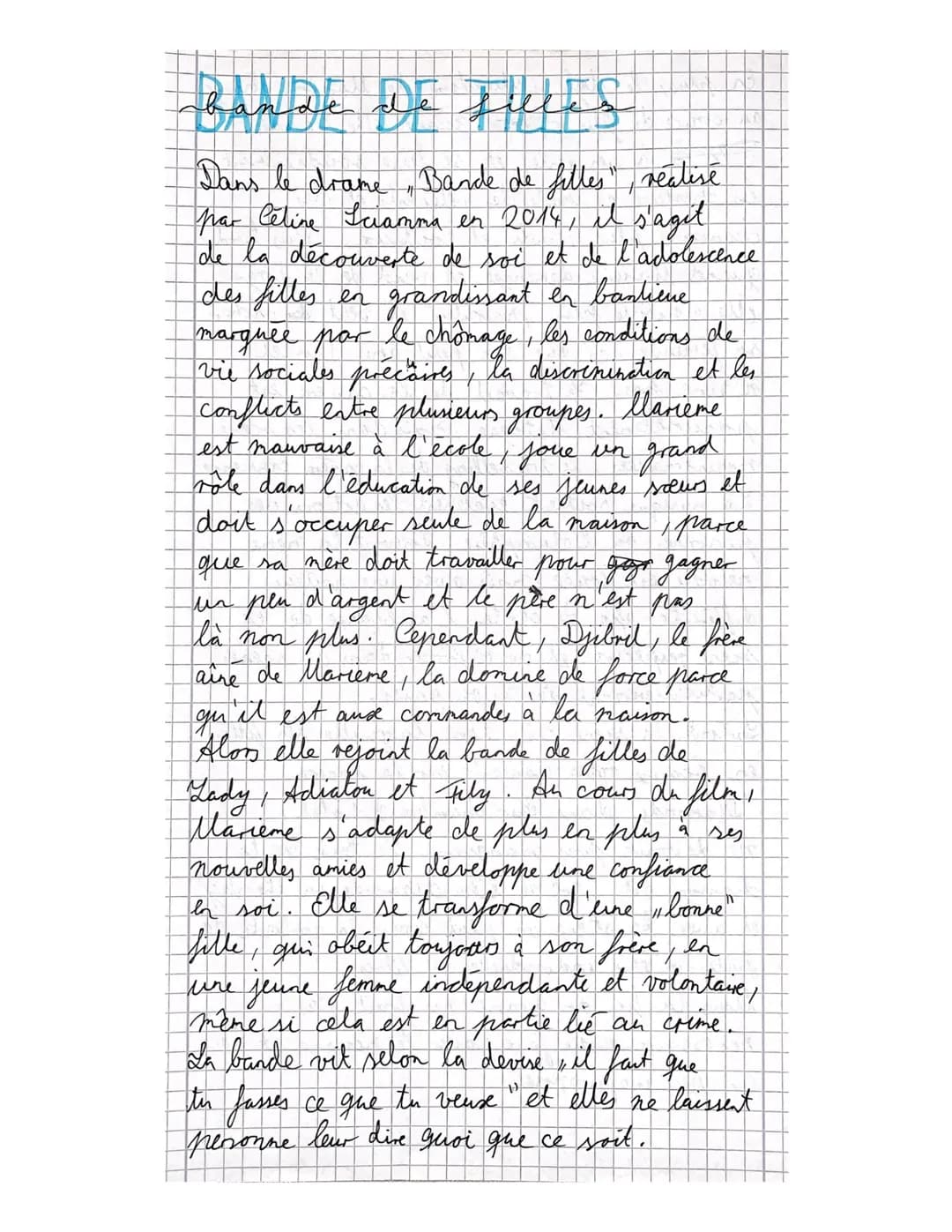 # bande de juийт

Dans le drame, Bande de filles", réalise
par Celine Sciamma en 2014, il s'agit
de la découverte de soi et de l'adolescence