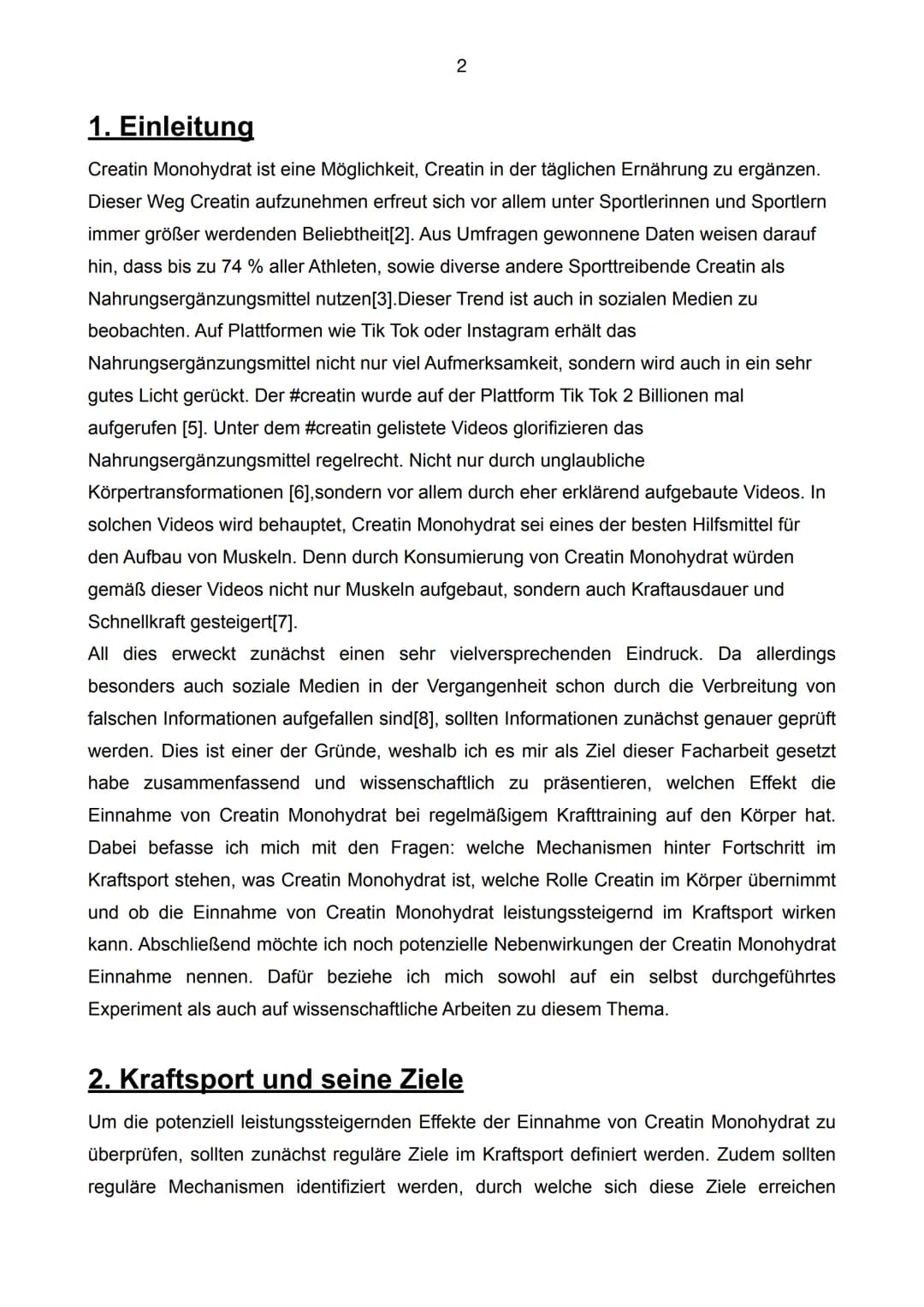 Auswirkungen der Einnahme von Creatin
Monohydrat im Kraftsport

[4]

$C_4H_9N_3O_2$

Facharbeit im Leistungskurs Biologie

Schuljahr 2022/23