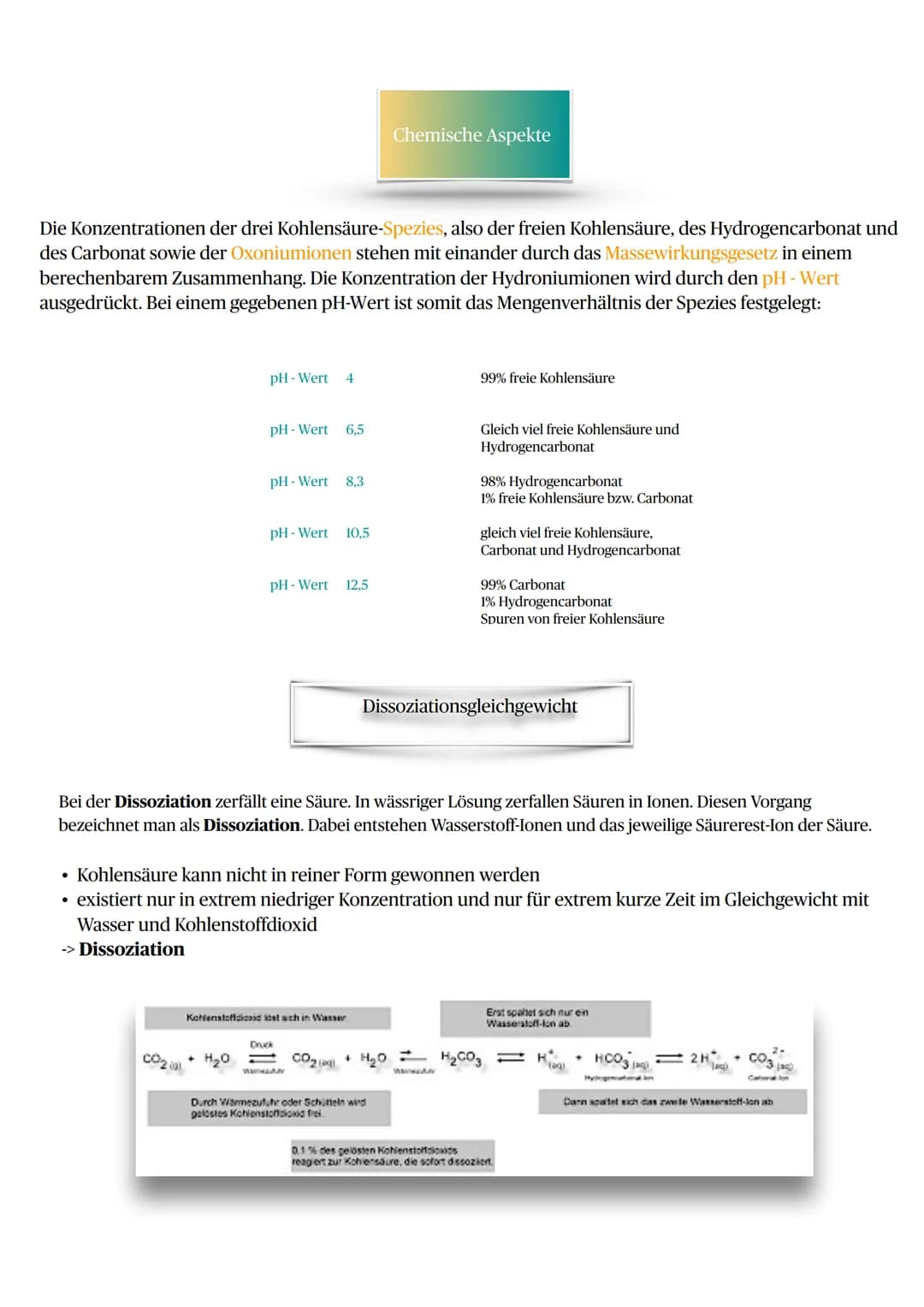 Allgemein

Kohlensäure

$H_2CO_3$

$H-O\overset{O}{\parallel}C-O-H$

Fakten

- zweiprotonige, anorganische Säure:
-> Salze: Carbonate/ Hydro