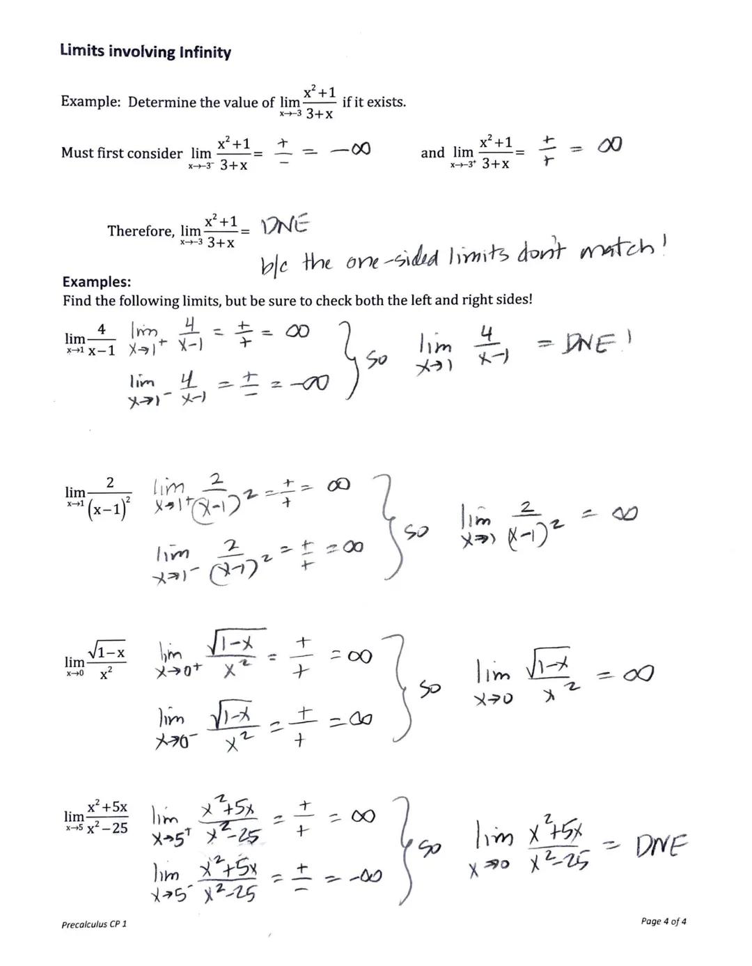 # Pre-Calculus CP 1 - Limits involving Infinity

# Horizontal and Vertical Asymptotes

Horizontal Asymptotes:
Graph of f(x)=
X
1


lim-=
X- 